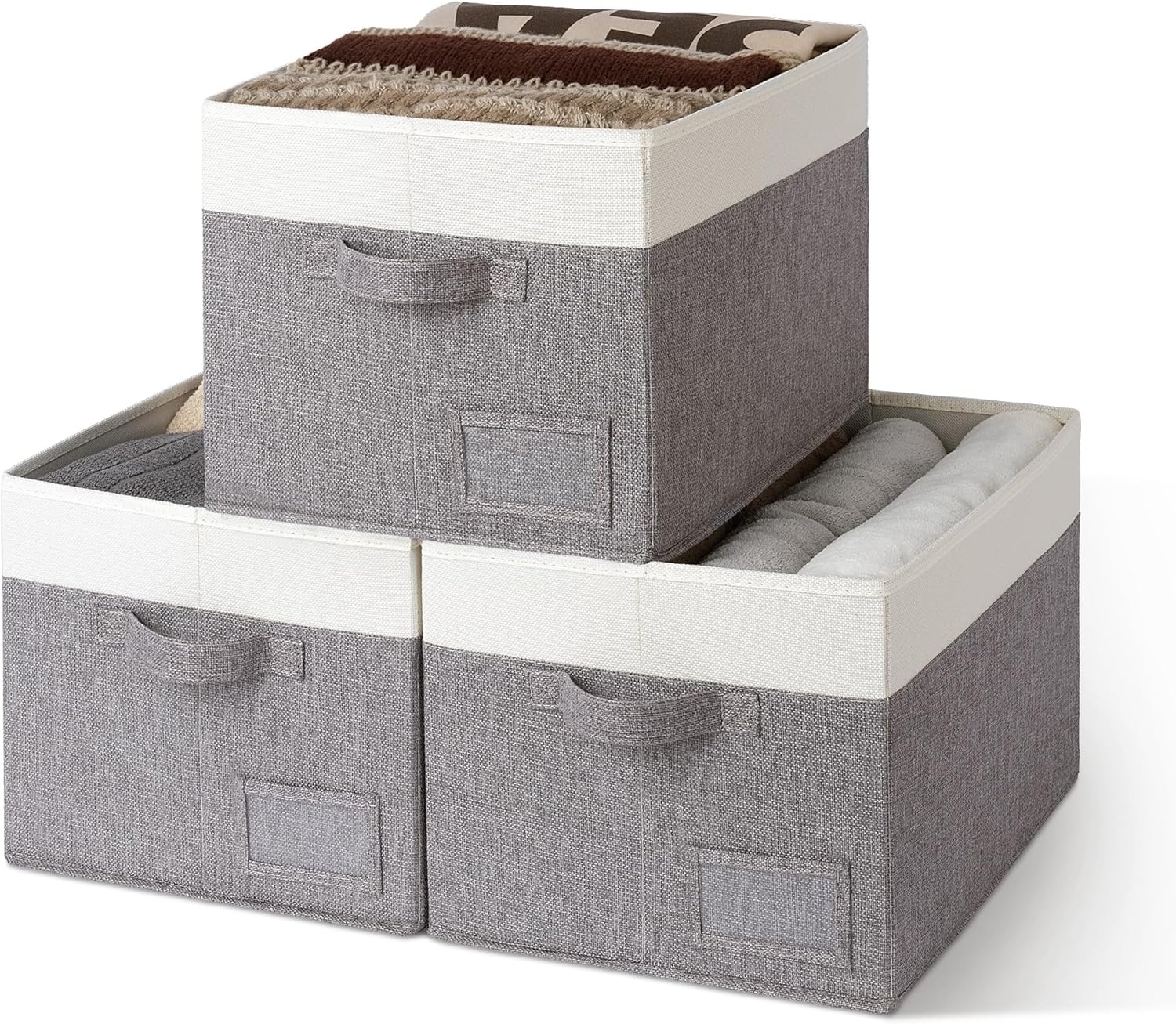 image:imageGRANNY SAYS Closet Storage Bins Storage Baskets for Closet Fabric Bins for Clothes Closet Organizer Bins Gray Medium 3PackWhiteGray