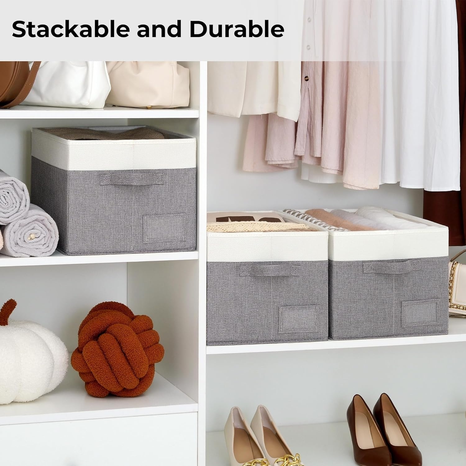 image:imageGRANNY SAYS Closet Storage Bins Storage Baskets for Closet Fabric Bins for Clothes Closet Organizer Bins Gray Medium 3PackWhiteGray