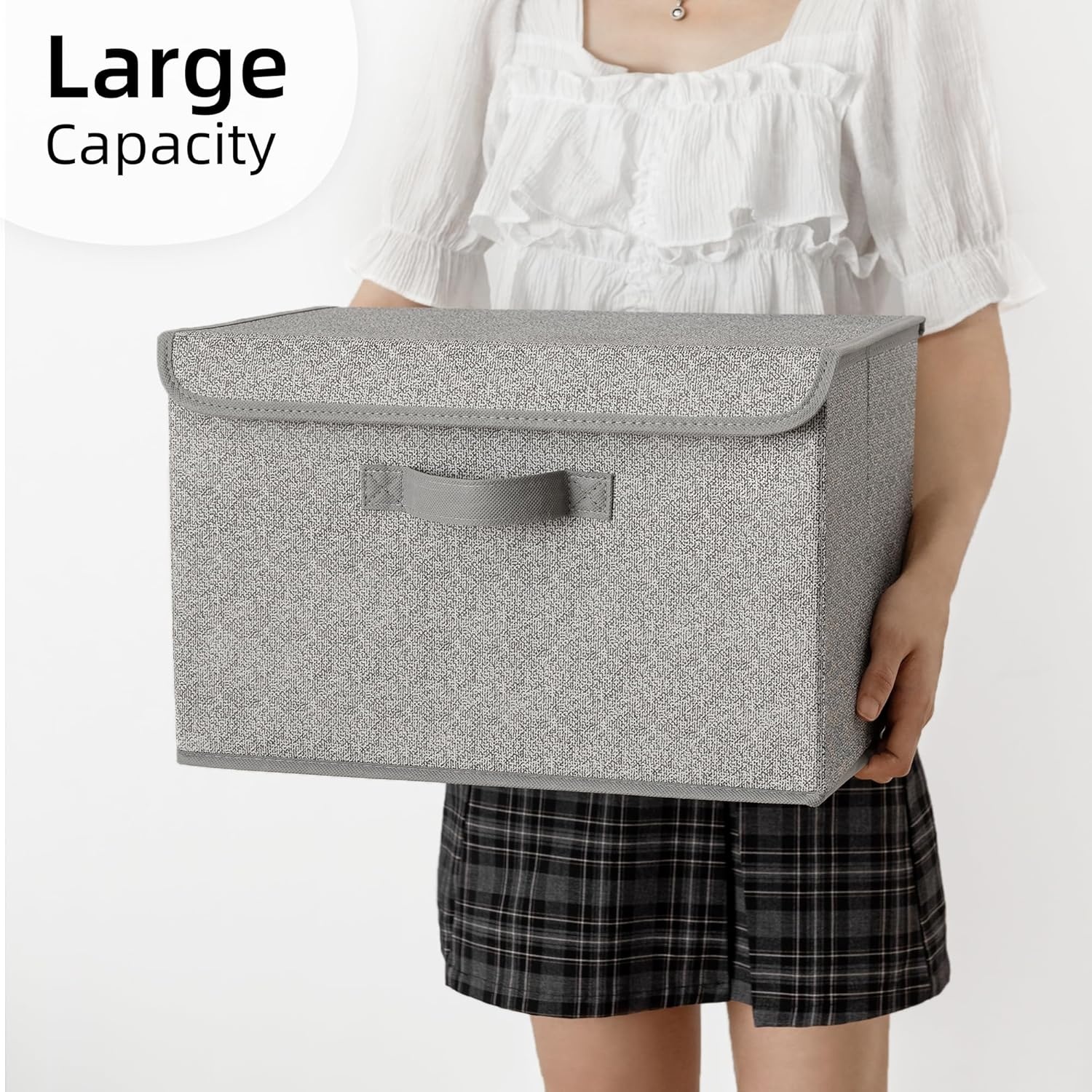 image:imageGRANNY SAYS Closet Storage Bins Storage Boxes with Lids Clothes Organizing Bins Lidded Baskets for Toys Clothing Gray Extra Large 2PackAsh Gray