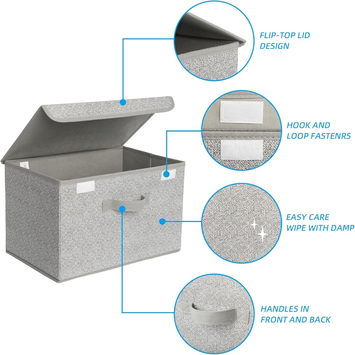 image:imageGRANNY SAYS Closet Storage Bins Storage Boxes with Lids Clothes Organizing Bins Lidded Baskets for Toys Clothing Gray Extra Large 2PackAsh Gray