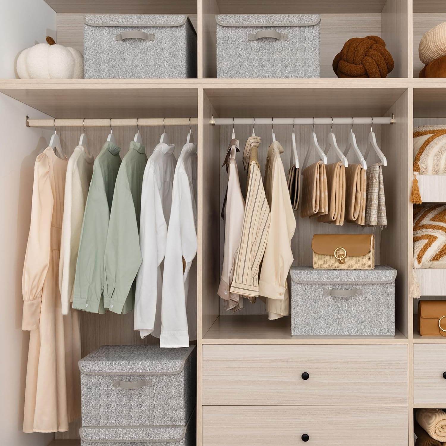 image:imageGRANNY SAYS Closet Storage Bins Storage Boxes with Lids Clothes Organizing Bins Lidded Baskets for Toys Clothing Gray Extra Large 2PackAsh Gray