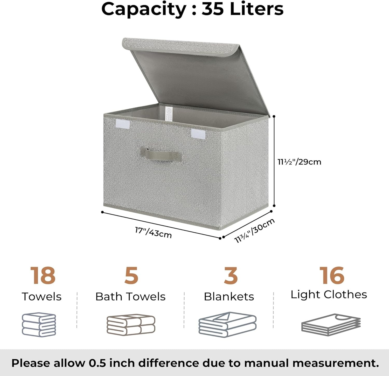 image:imageGRANNY SAYS Closet Storage Bins Storage Boxes with Lids Clothes Organizing Bins Lidded Baskets for Toys Clothing Gray Extra Large 2PackAsh Gray