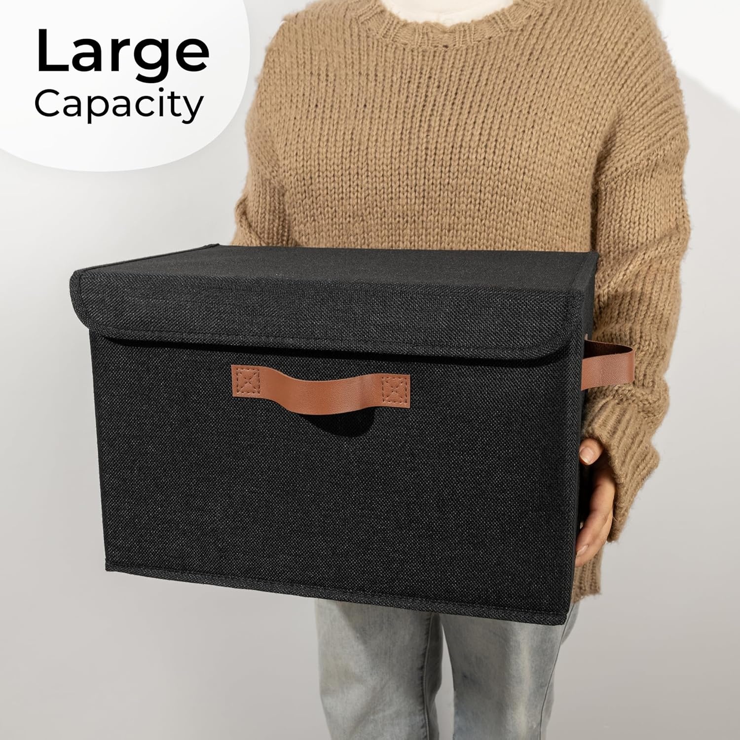 image:imageGRANNY SAYS Closet Storage Bins Storage Boxes with Lids Clothes Organizing Bins Lidded Baskets for Toys Clothing Gray Extra Large 2PackBlack