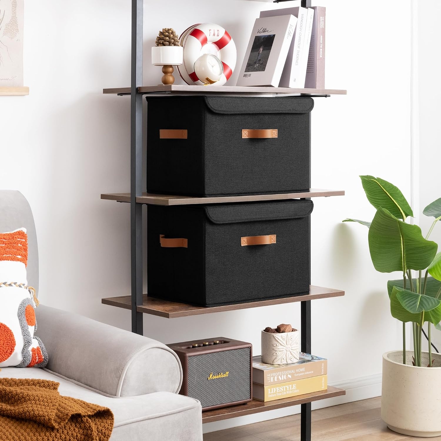 image:imageGRANNY SAYS Closet Storage Bins Storage Boxes with Lids Clothes Organizing Bins Lidded Baskets for Toys Clothing Gray Extra Large 2PackBlack
