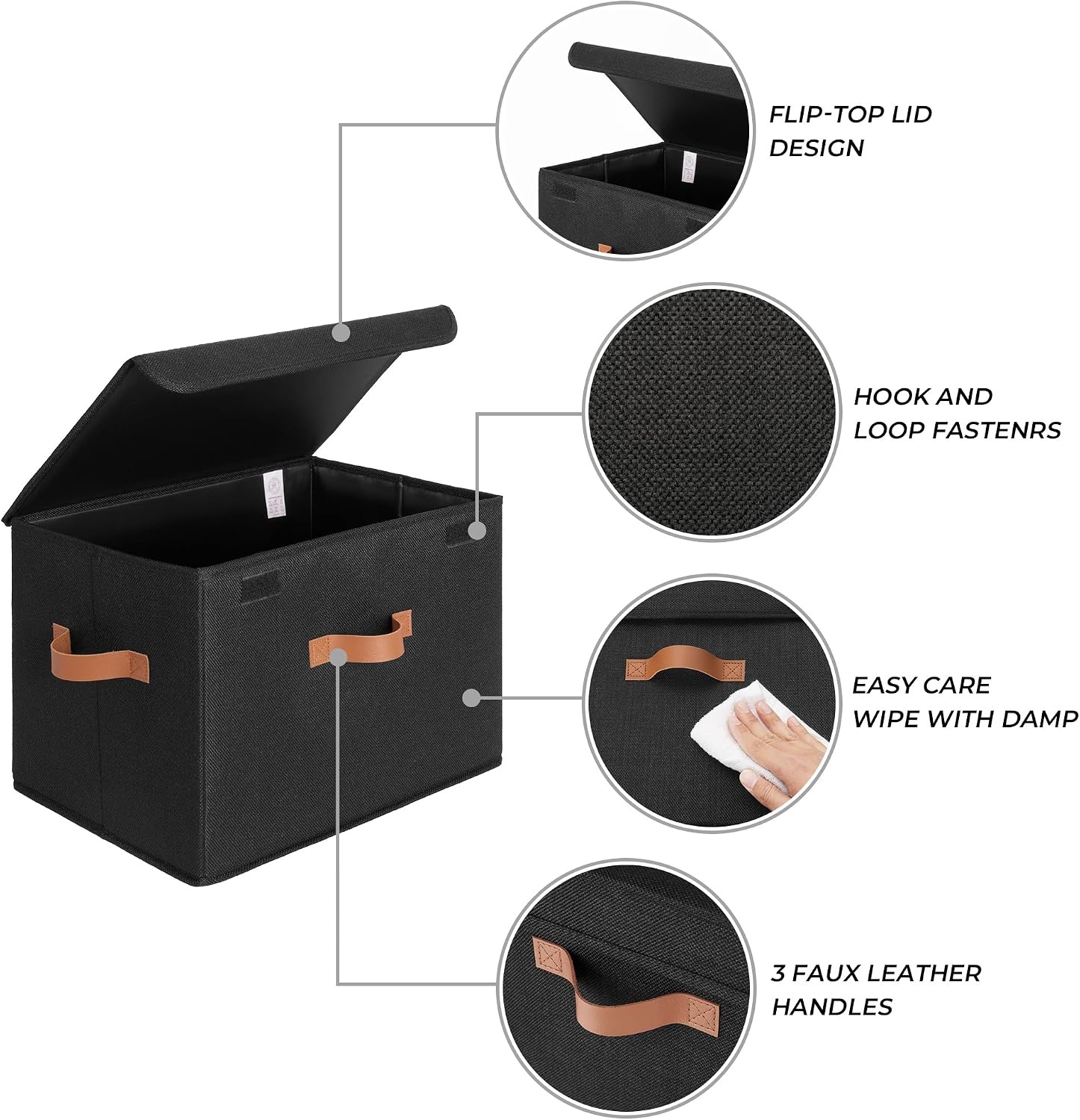 image:imageGRANNY SAYS Closet Storage Bins Storage Boxes with Lids Clothes Organizing Bins Lidded Baskets for Toys Clothing Gray Extra Large 2PackBlack