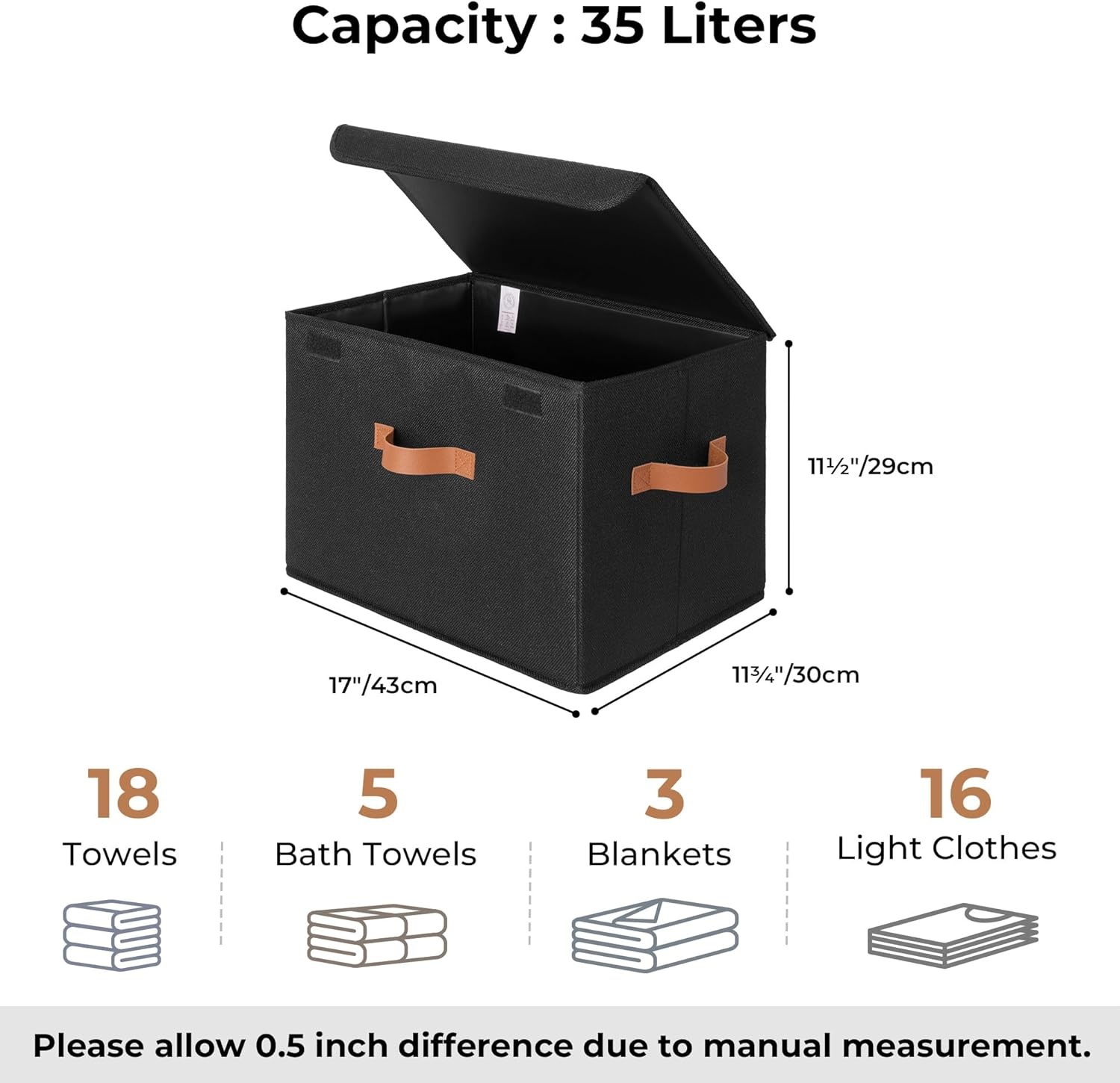 image:imageGRANNY SAYS Closet Storage Bins Storage Boxes with Lids Clothes Organizing Bins Lidded Baskets for Toys Clothing Gray Extra Large 2PackBlack