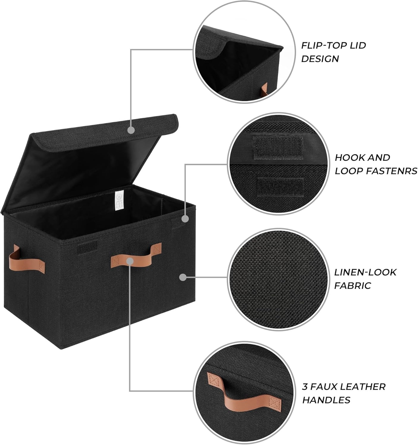 image:imageGRANNY SAYS Closet Storage Bins Storage Boxes with Lids Clothes Organizing Bins Lidded Baskets for Toys Clothing Gray Extra Large 2PackBlack