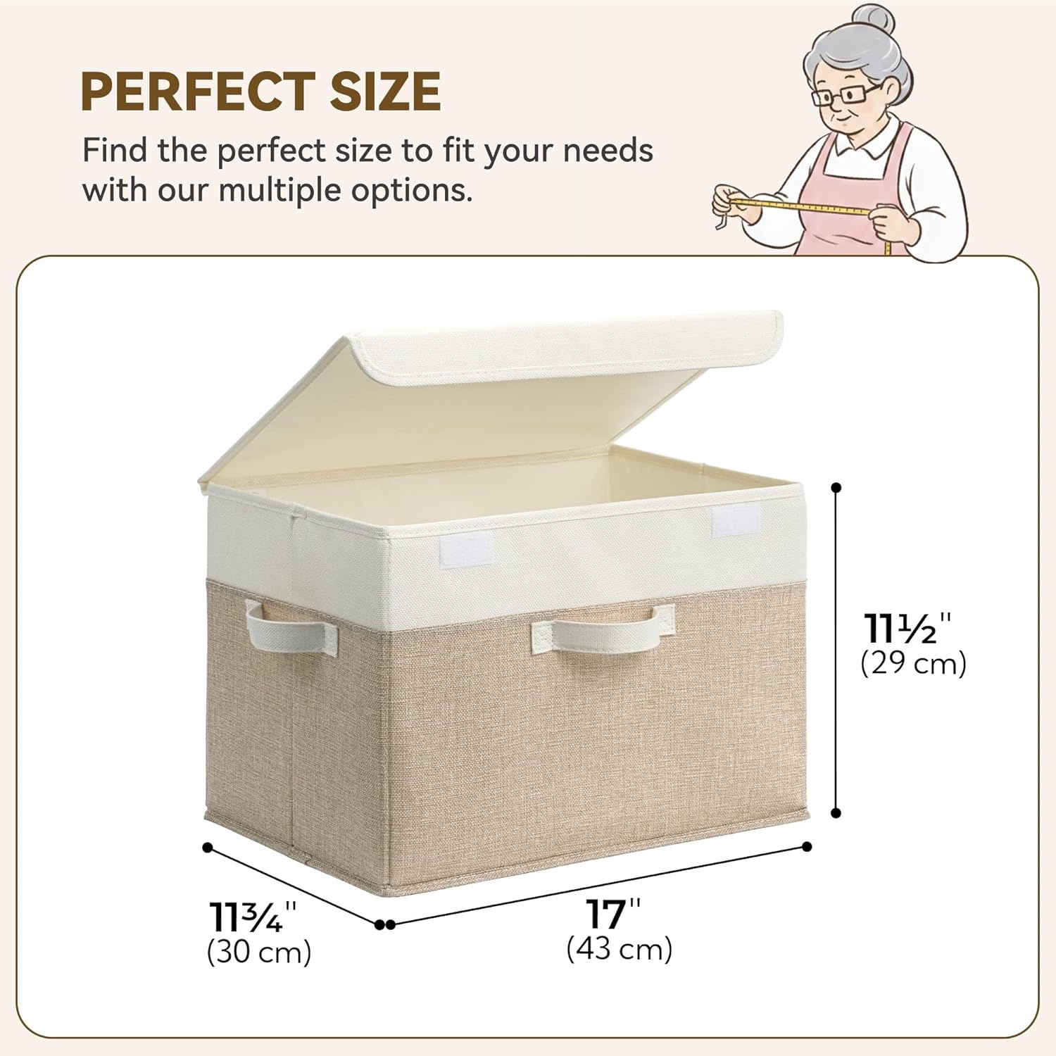 image:imageGRANNY SAYS Closet Storage Bins Storage Boxes with Lids Clothes Organizing Bins Lidded Baskets for Toys Clothing Gray Extra Large 2PackBrownWhite