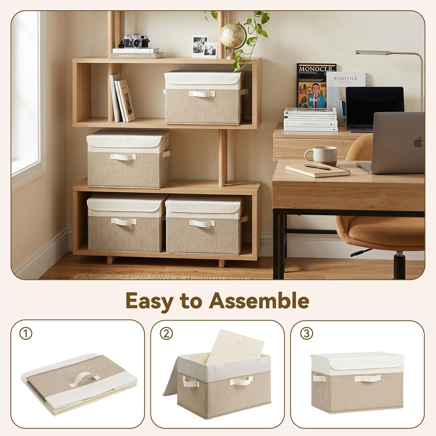 image:imageGRANNY SAYS Closet Storage Bins Storage Boxes with Lids Clothes Organizing Bins Lidded Baskets for Toys Clothing Gray Extra Large 2PackBrownWhite