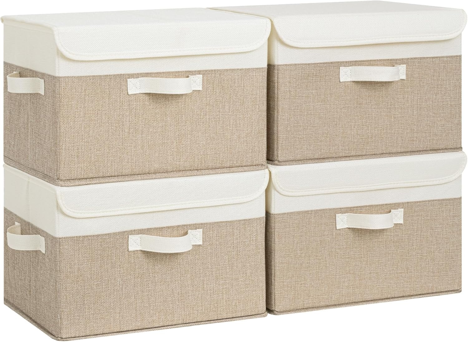 image:imageGRANNY SAYS Closet Storage Bins Storage Boxes with Lids Clothes Organizing Bins Lidded Baskets for Toys Clothing Gray Extra Large 2PackBrownWhite