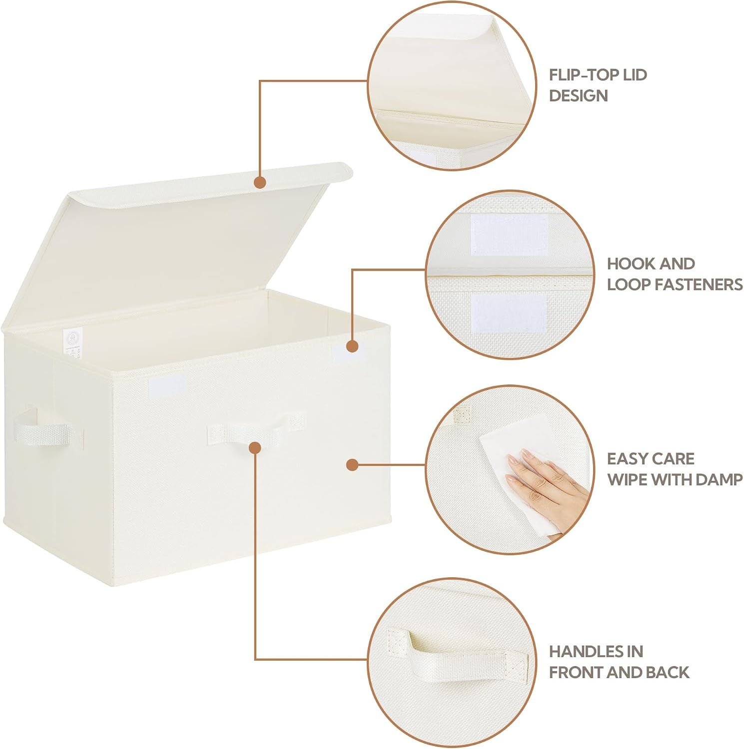 image:imageGRANNY SAYS Closet Storage Bins Storage Boxes with Lids Clothes Organizing Bins Lidded Baskets for Toys Clothing Gray Extra Large 2PackIvory White