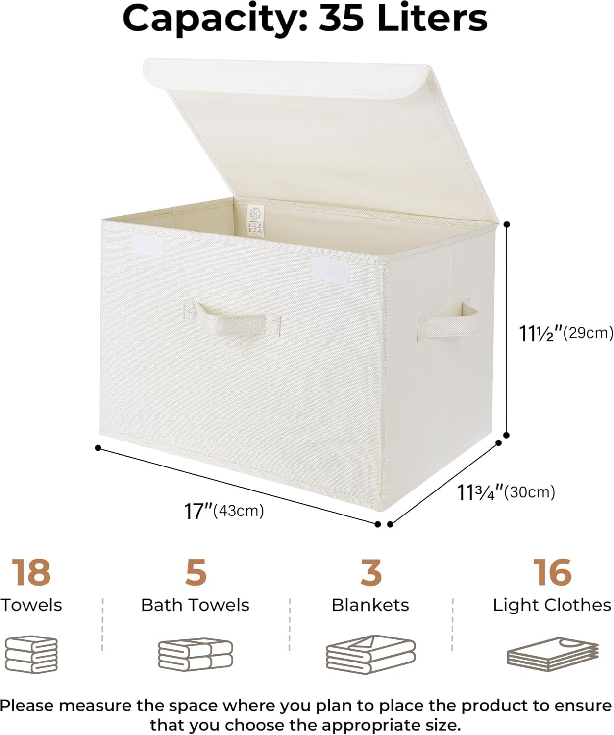 image:imageGRANNY SAYS Closet Storage Bins Storage Boxes with Lids Clothes Organizing Bins Lidded Baskets for Toys Clothing Gray Extra Large 2PackIvory White