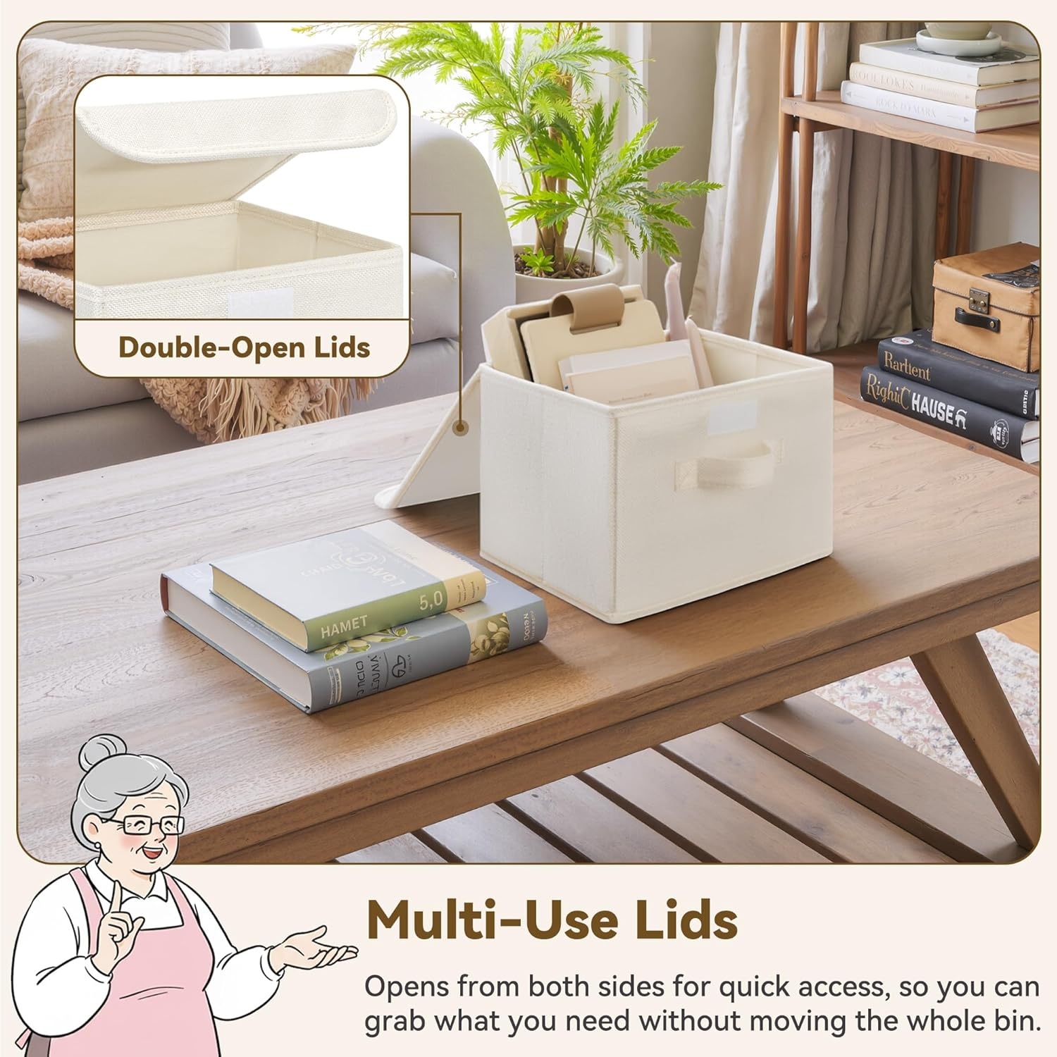 image:imageGRANNY SAYS Closet Storage Bins Storage Boxes with Lids Clothes Organizing Bins Lidded Baskets for Toys Clothing Gray Extra Large 2PackIvory White