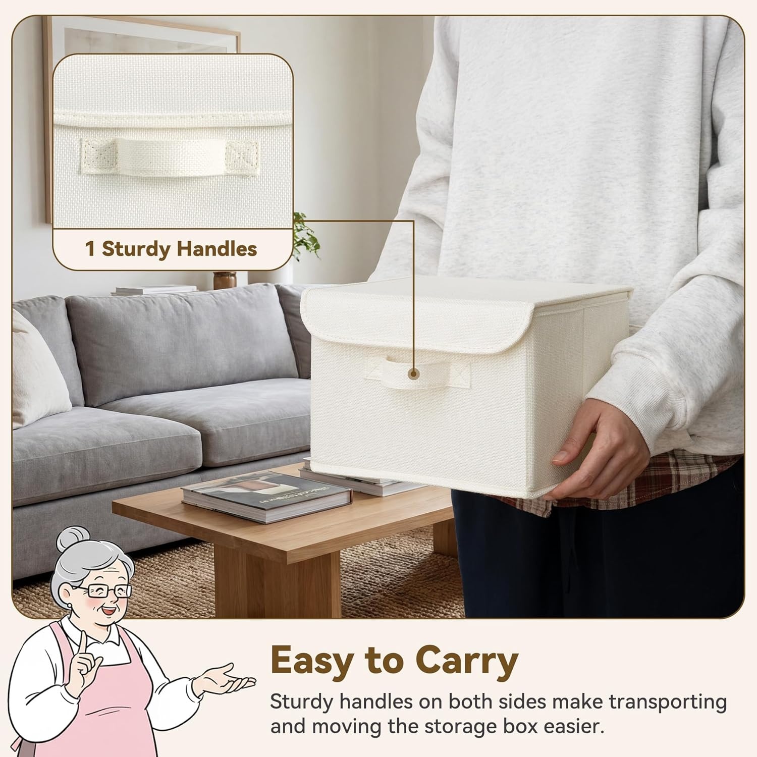 image:imageGRANNY SAYS Closet Storage Bins Storage Boxes with Lids Clothes Organizing Bins Lidded Baskets for Toys Clothing Gray Extra Large 2PackIvory White