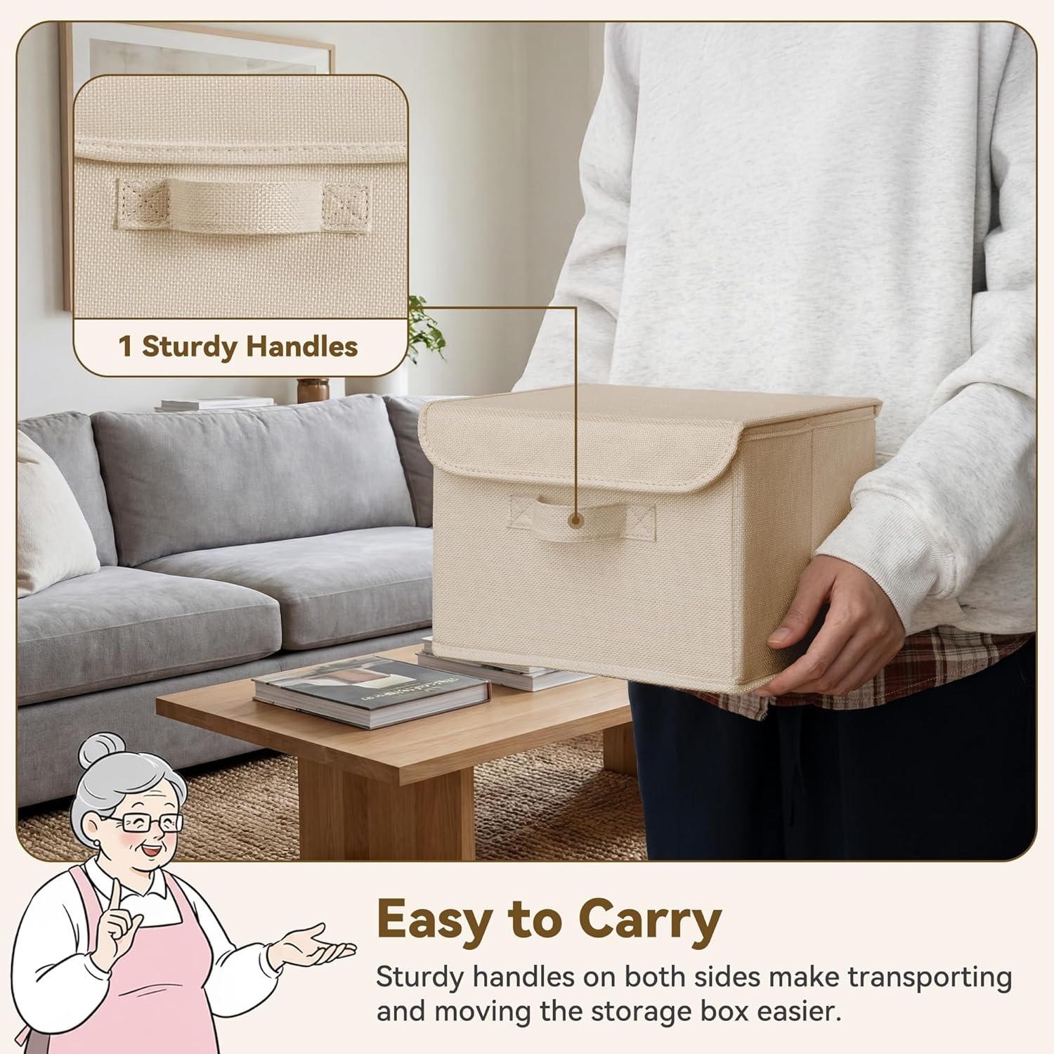 image:imageGRANNY SAYS Closet Storage Bins Storage Boxes with Lids Clothes Organizing Bins Lidded Baskets for Toys Clothing Gray Extra Large 2PackKhaki