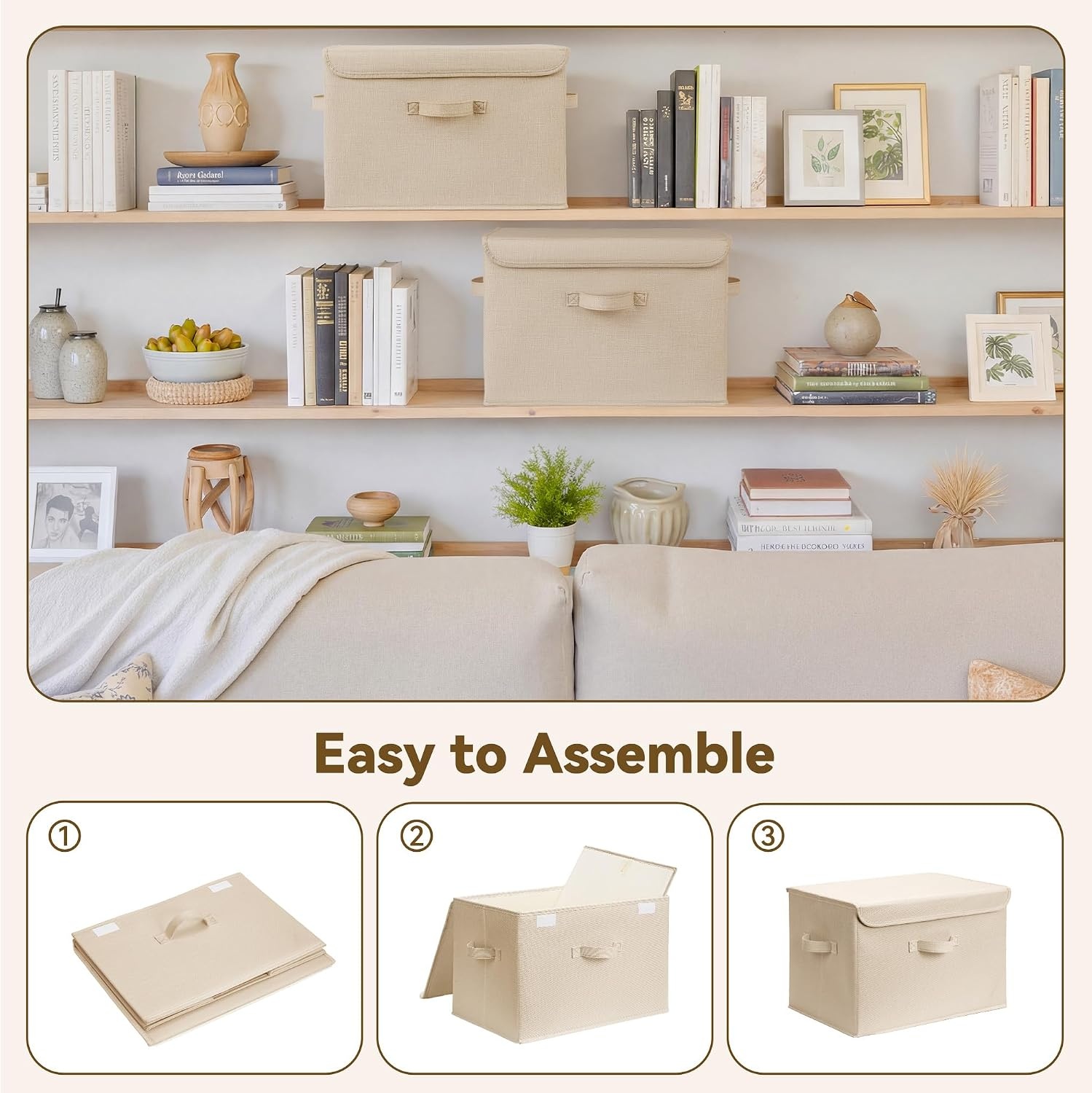 image:imageGRANNY SAYS Closet Storage Bins Storage Boxes with Lids Clothes Organizing Bins Lidded Baskets for Toys Clothing Gray Extra Large 2PackKhaki