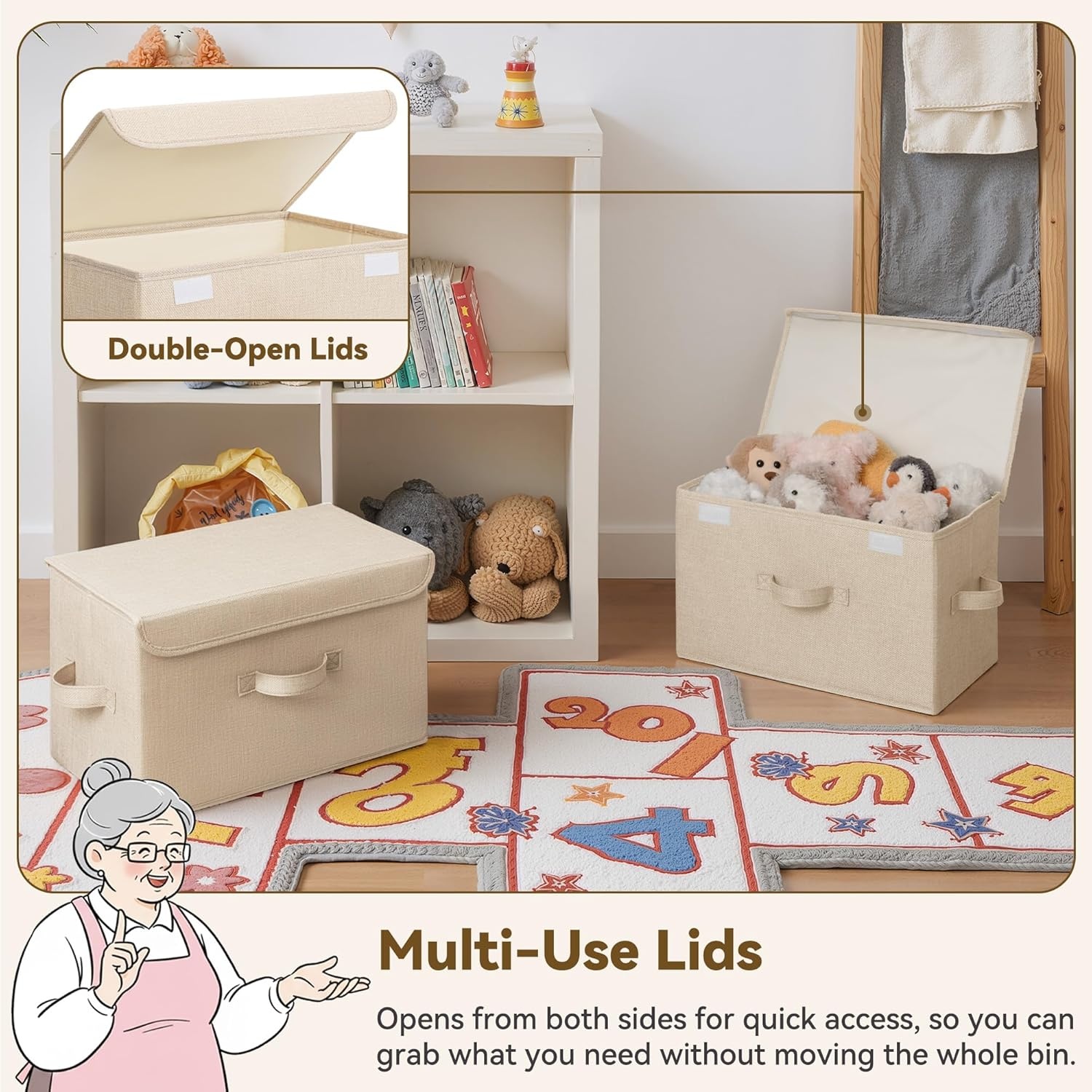 image:imageGRANNY SAYS Closet Storage Bins Storage Boxes with Lids Clothes Organizing Bins Lidded Baskets for Toys Clothing Gray Extra Large 2PackKhaki