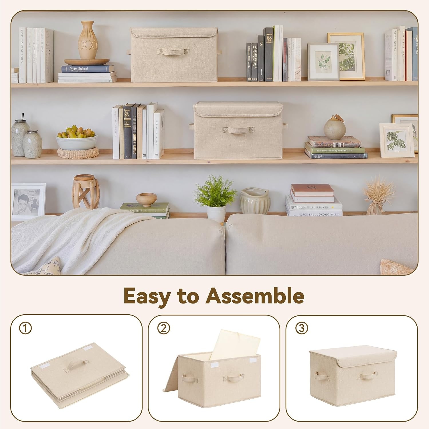 image:imageGRANNY SAYS Closet Storage Bins Storage Boxes with Lids Clothes Organizing Bins Lidded Baskets for Toys Clothing Gray Extra Large 2PackKhaki