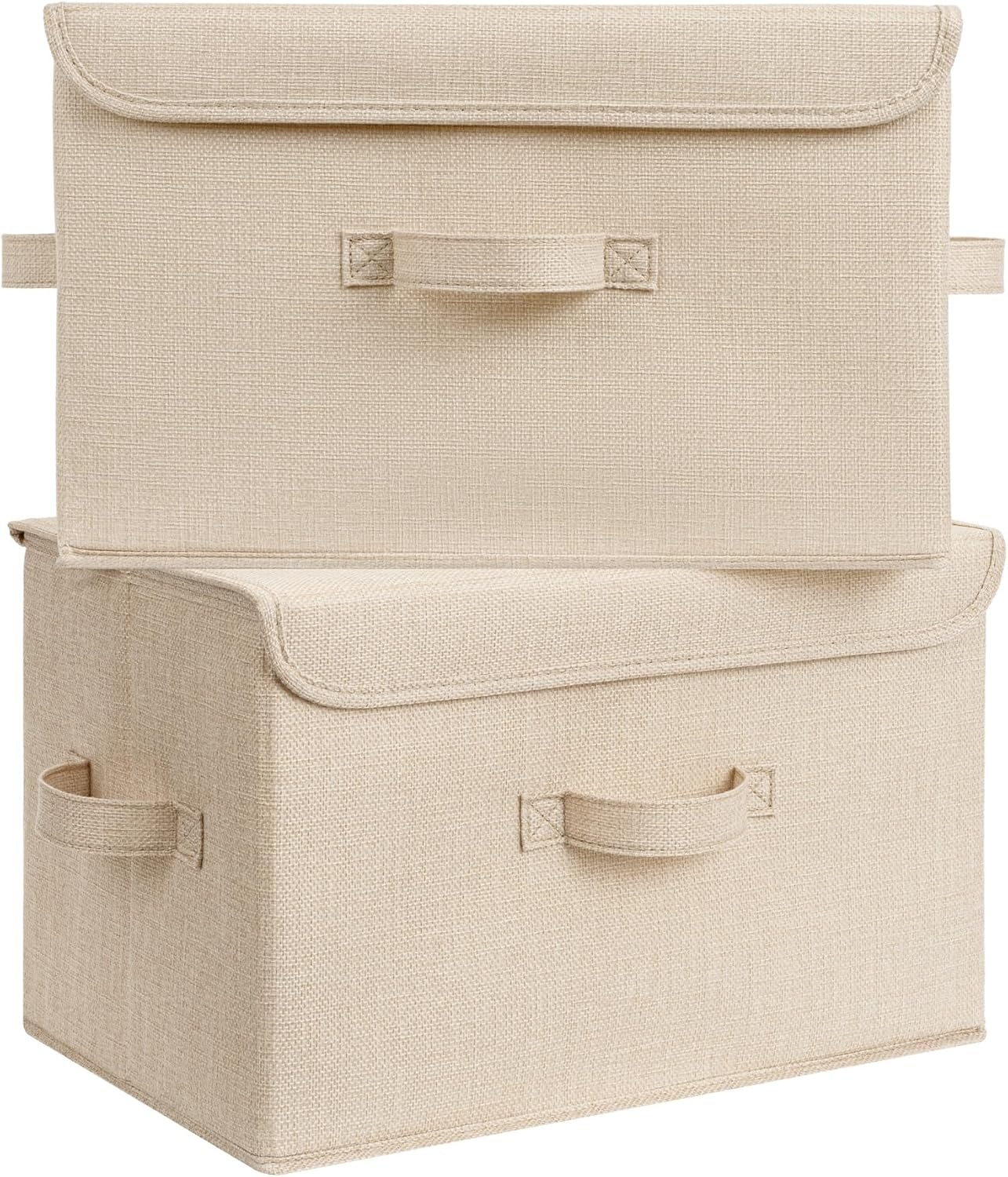 image:imageGRANNY SAYS Closet Storage Bins Storage Boxes with Lids Clothes Organizing Bins Lidded Baskets for Toys Clothing Gray Extra Large 2PackKhaki