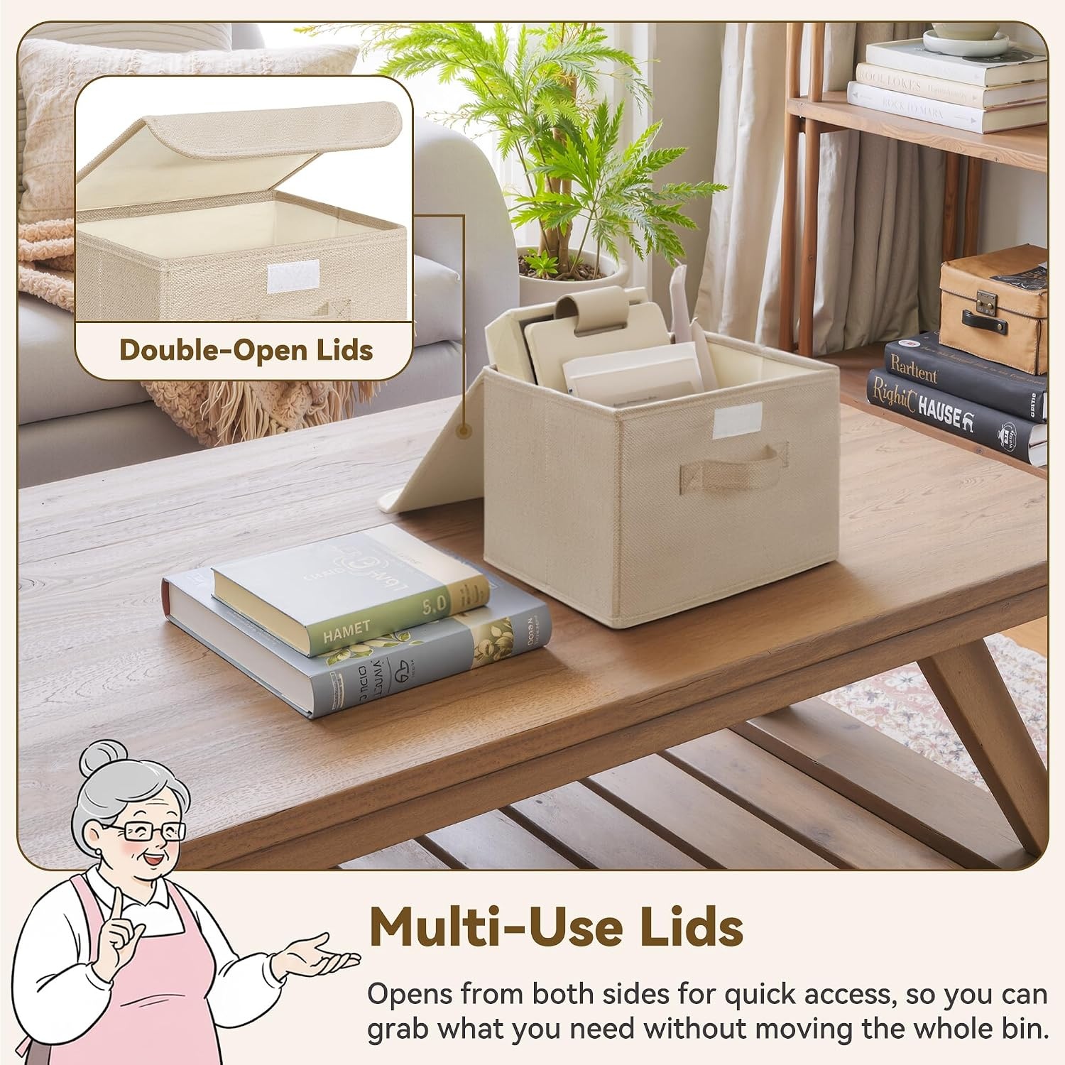 image:imageGRANNY SAYS Closet Storage Bins Storage Boxes with Lids Clothes Organizing Bins Lidded Baskets for Toys Clothing Gray Extra Large 2PackKhaki