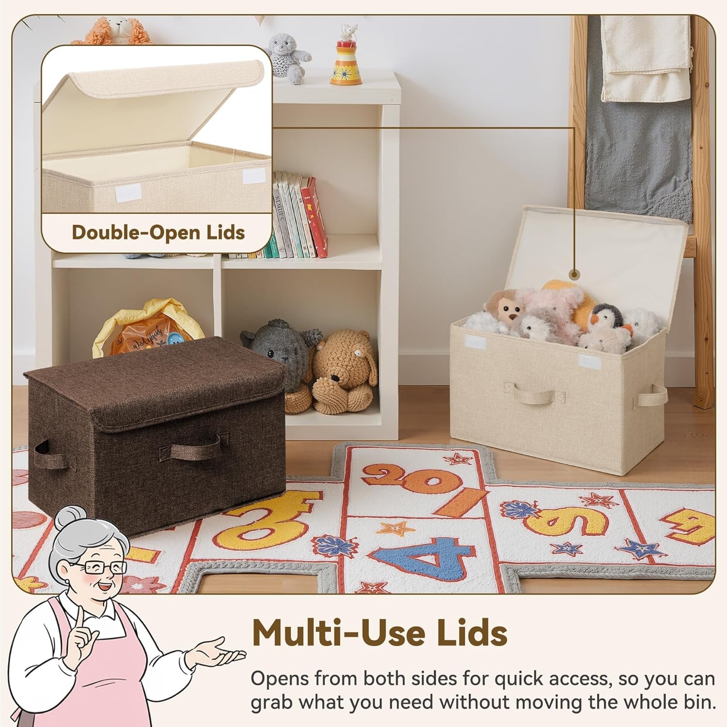 image:imageGRANNY SAYS Closet Storage Bins Storage Boxes with Lids Clothes Organizing Bins Lidded Baskets for Toys Clothing Gray Extra Large 2PackKhakiBrown