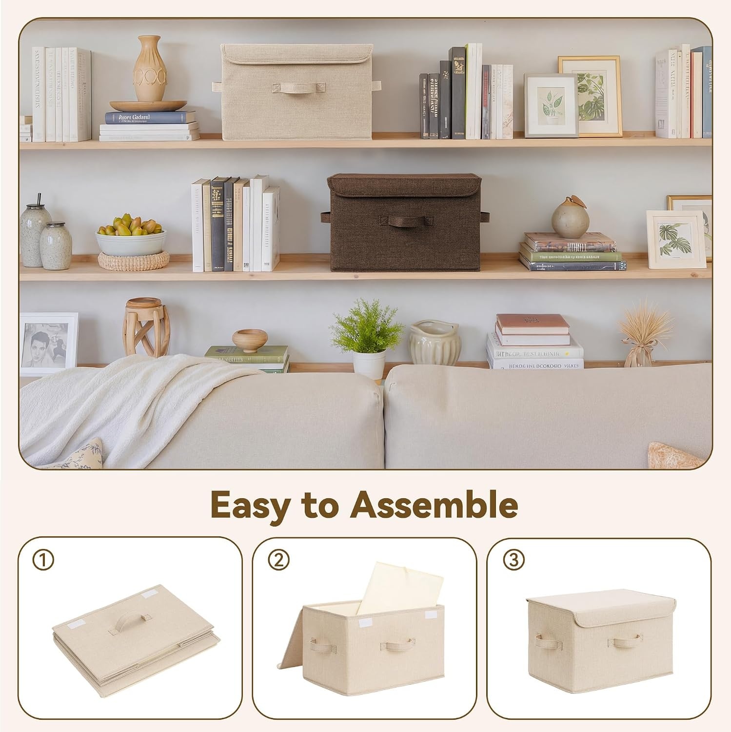 image:imageGRANNY SAYS Closet Storage Bins Storage Boxes with Lids Clothes Organizing Bins Lidded Baskets for Toys Clothing Gray Extra Large 2PackKhakiBrown