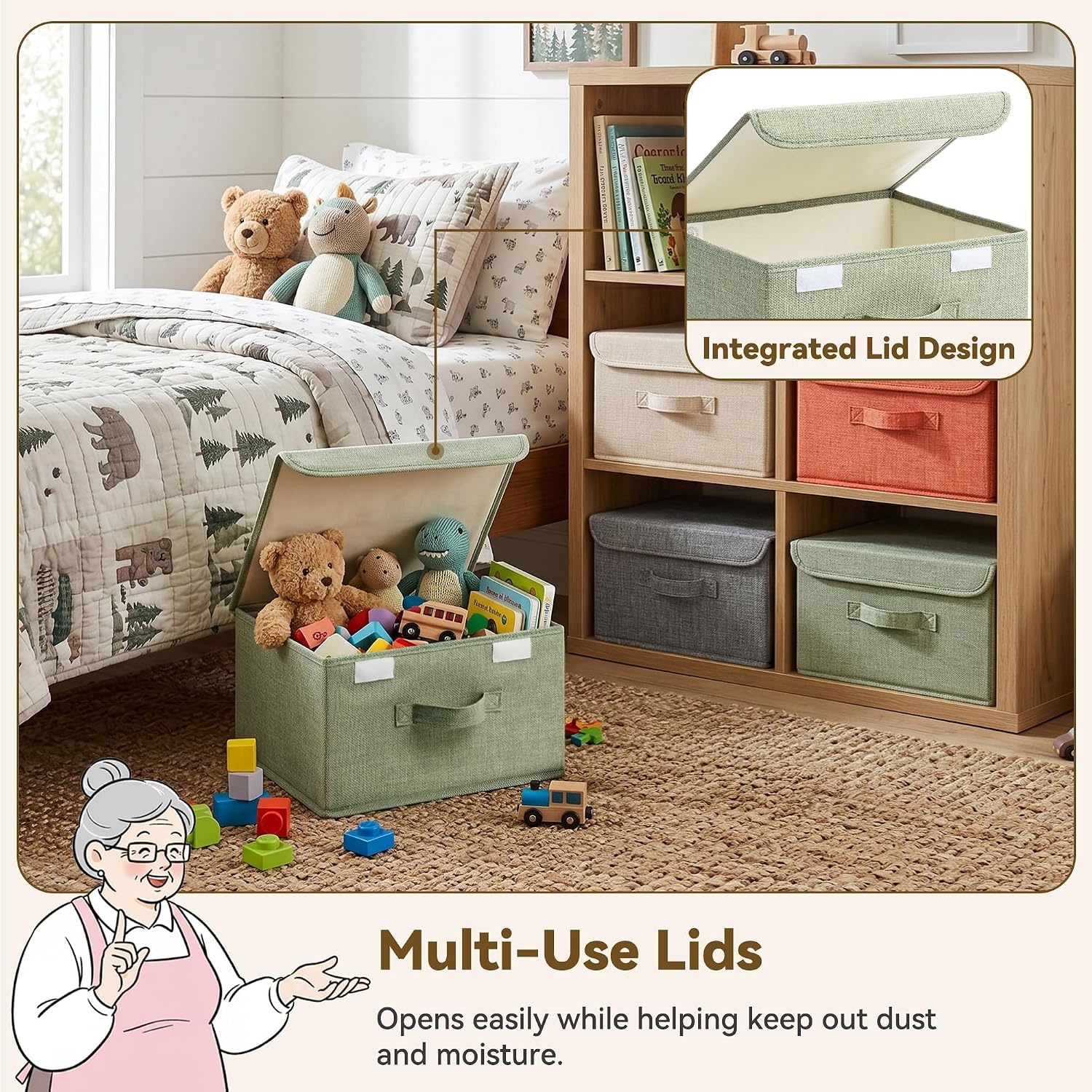 image:imageGRANNY SAYS Closet Storage Bins Storage Boxes with Lids Clothes Organizing Bins Lidded Baskets for Toys Clothing Gray Extra Large 2PackMixed Colors