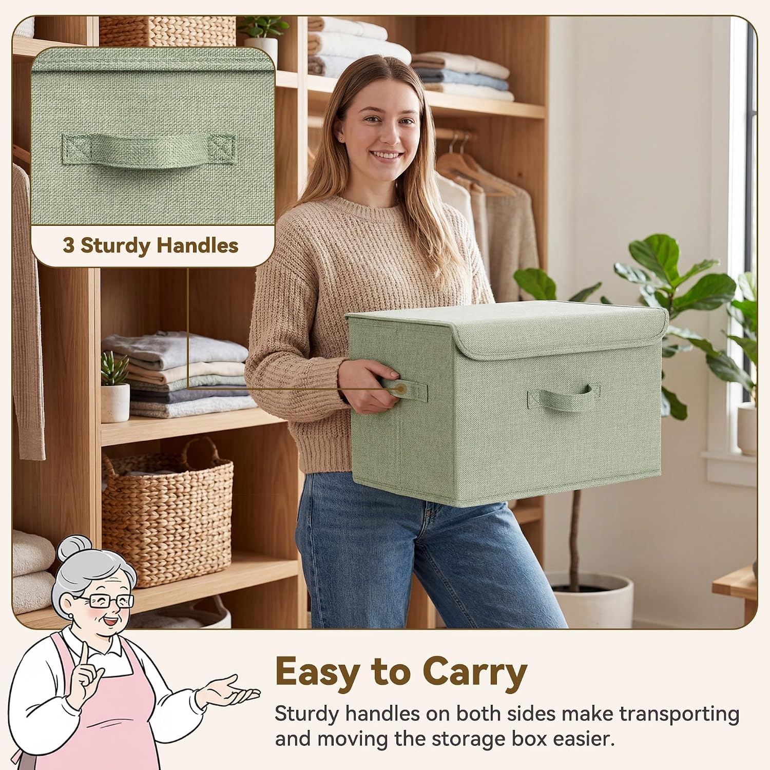 image:imageGRANNY SAYS Closet Storage Bins Storage Boxes with Lids Clothes Organizing Bins Lidded Baskets for Toys Clothing Gray Extra Large 2PackMixed Colors