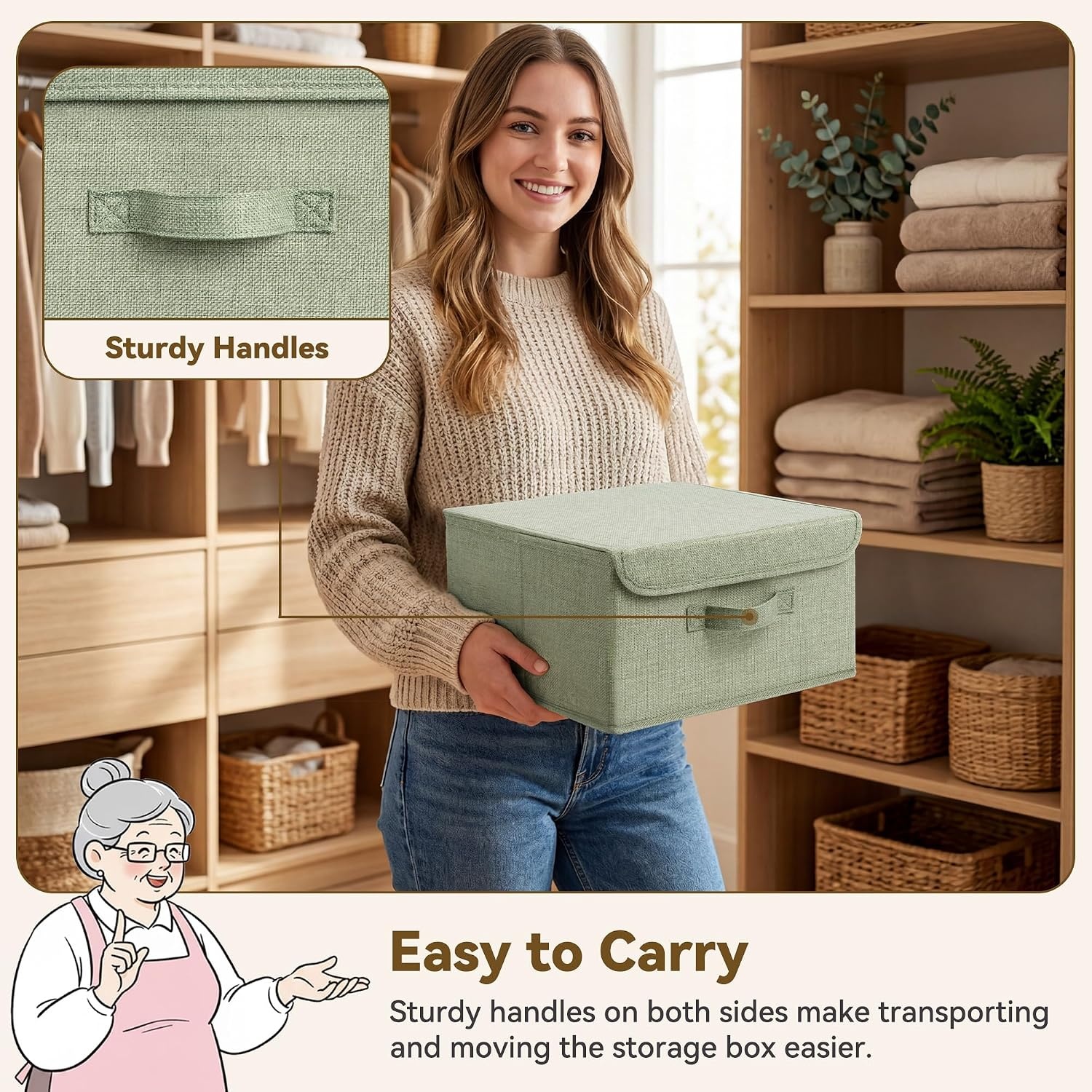 image:imageGRANNY SAYS Closet Storage Bins Storage Boxes with Lids Clothes Organizing Bins Lidded Baskets for Toys Clothing Gray Extra Large 2PackMixed Colors