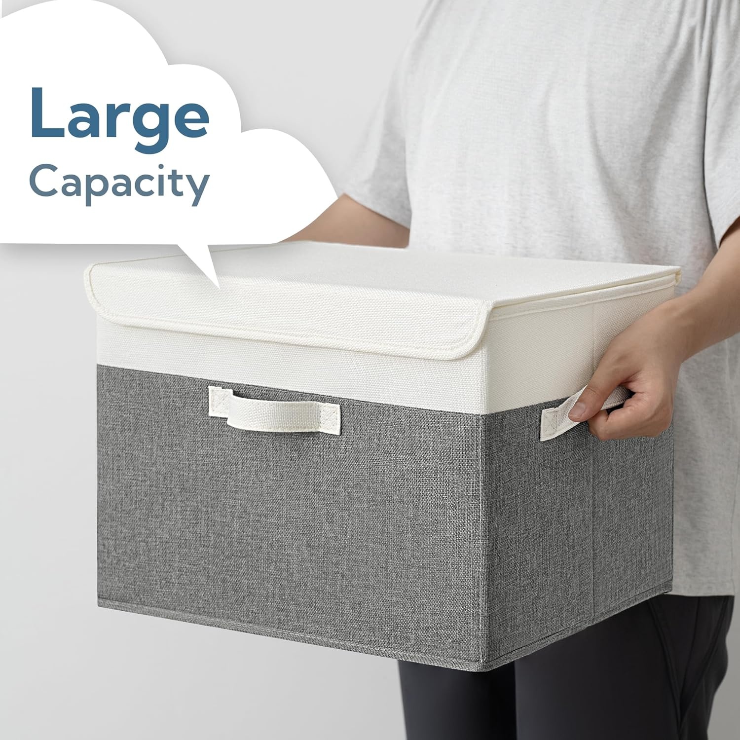 image:imageGRANNY SAYS Closet Storage Bins Storage Boxes with Lids Clothes Organizing Bins Lidded Baskets for Toys Clothing Gray Extra Large 2PackWhiteGray