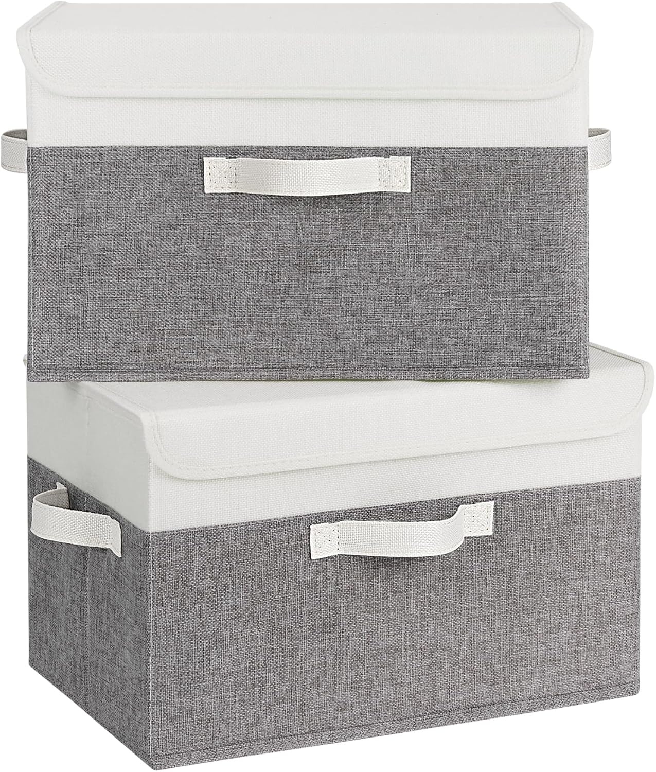 image:imageGRANNY SAYS Closet Storage Bins Storage Boxes with Lids Clothes Organizing Bins Lidded Baskets for Toys Clothing Gray Extra Large 2PackWhiteGray