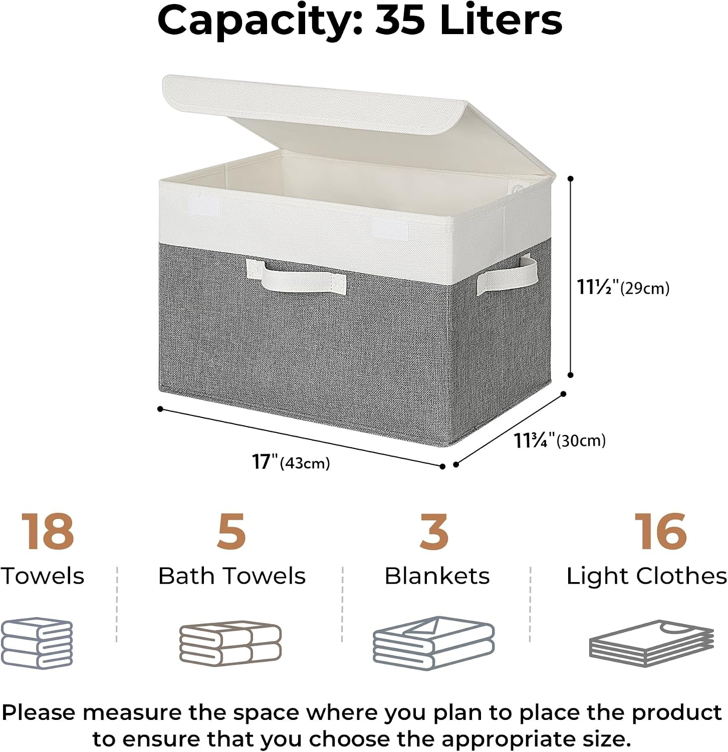 image:imageGRANNY SAYS Closet Storage Bins Storage Boxes with Lids Clothes Organizing Bins Lidded Baskets for Toys Clothing Gray Extra Large 2PackWhiteGray