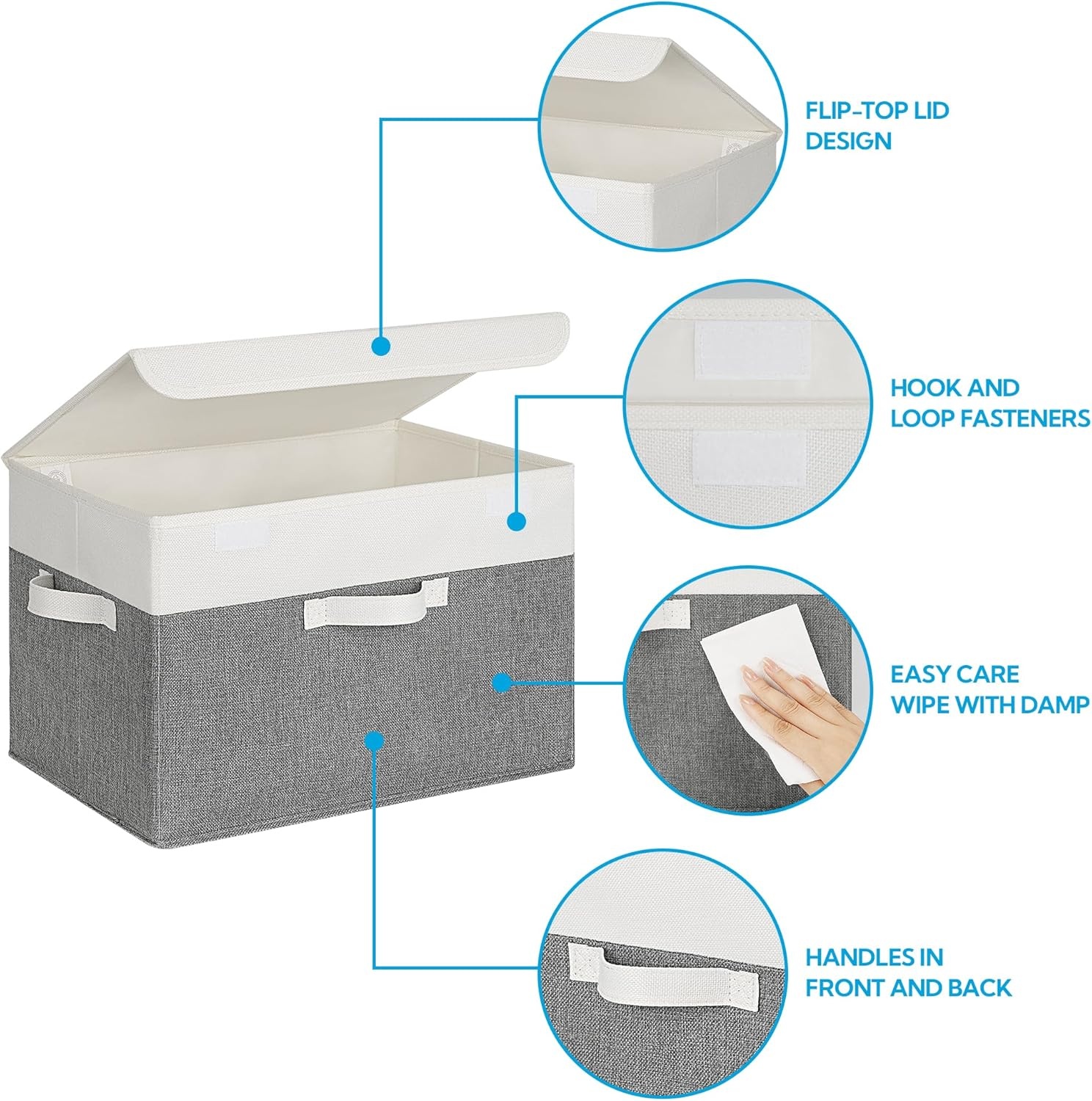 image:imageGRANNY SAYS Closet Storage Bins Storage Boxes with Lids Clothes Organizing Bins Lidded Baskets for Toys Clothing Gray Extra Large 2PackWhiteGray