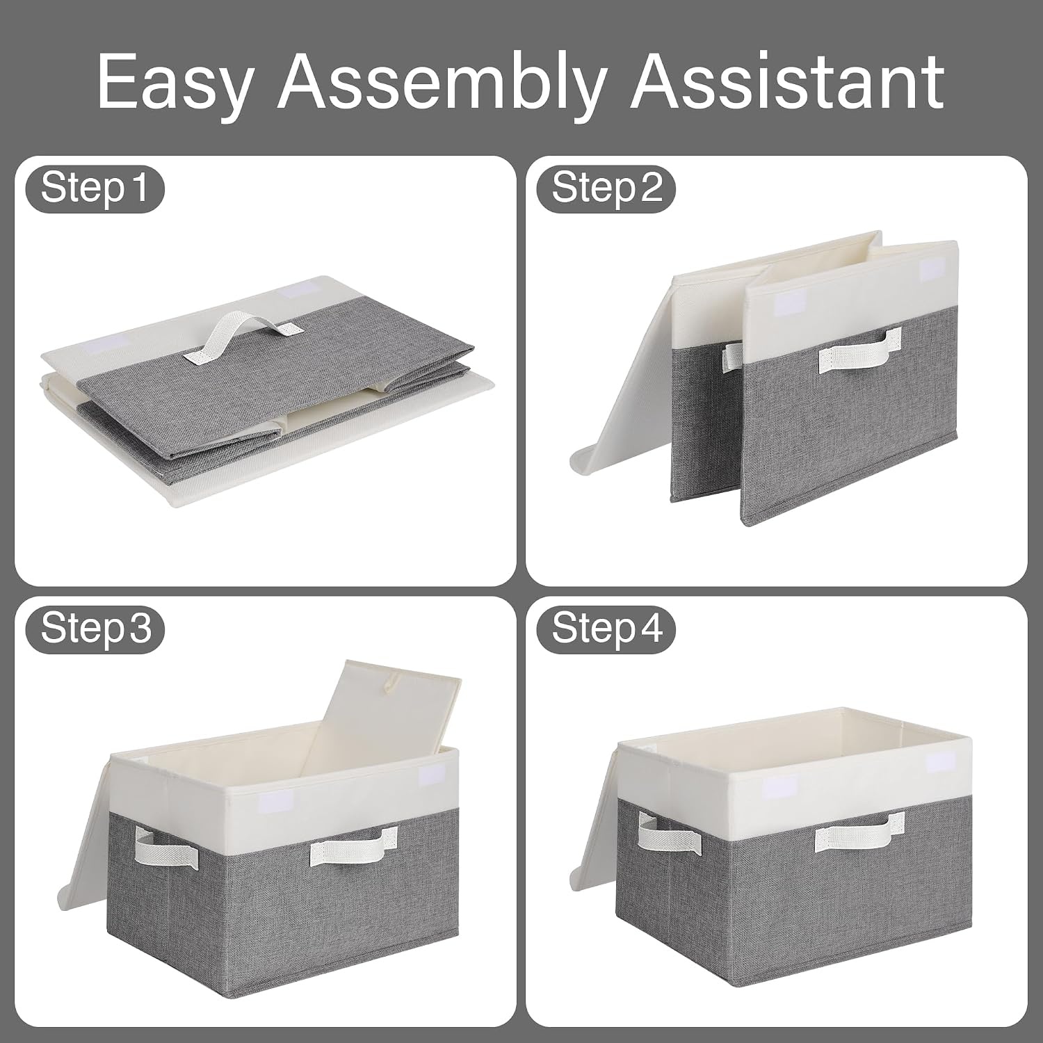 image:imageGRANNY SAYS Closet Storage Bins Storage Boxes with Lids Clothes Organizing Bins Lidded Baskets for Toys Clothing Gray Extra Large 2PackWhiteGray