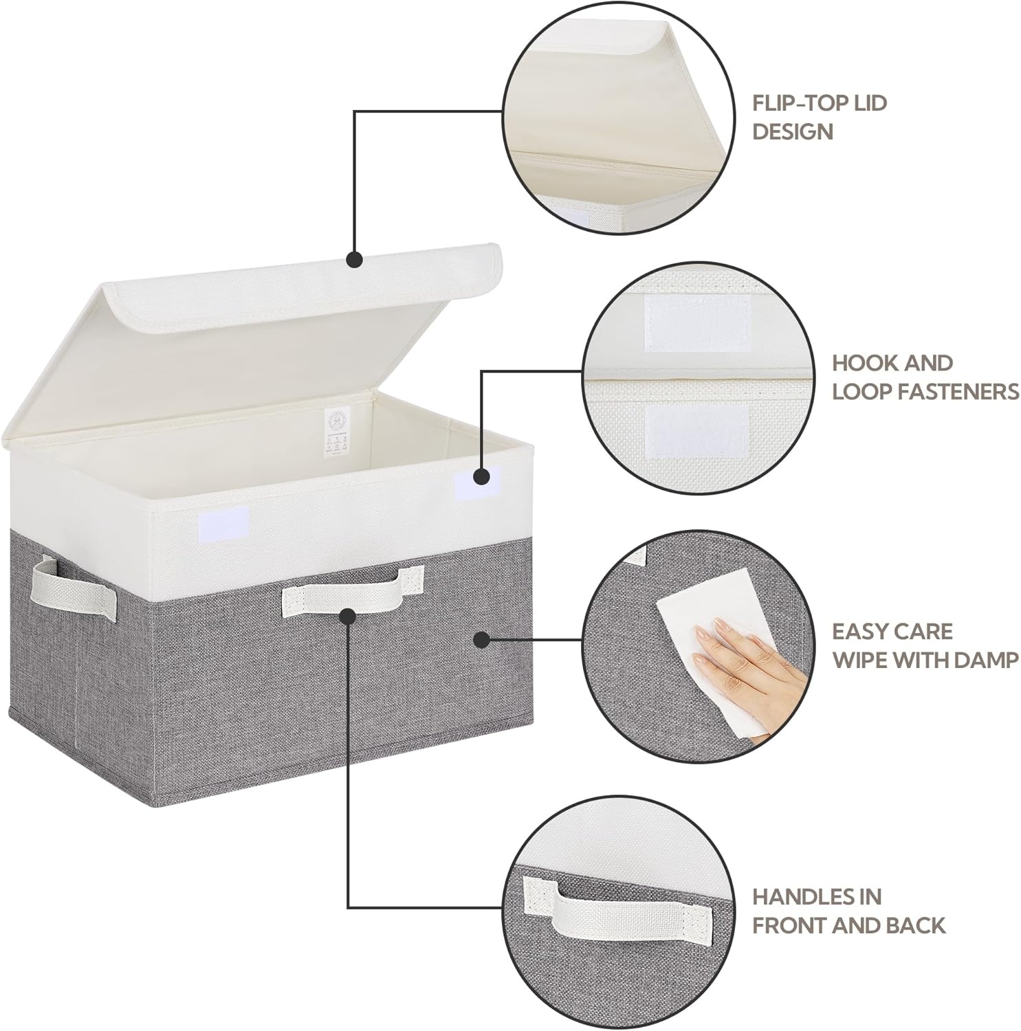 image:imageGRANNY SAYS Closet Storage Bins Storage Boxes with Lids Clothes Organizing Bins Lidded Baskets for Toys Clothing Gray Extra Large 2PackWhiteGray