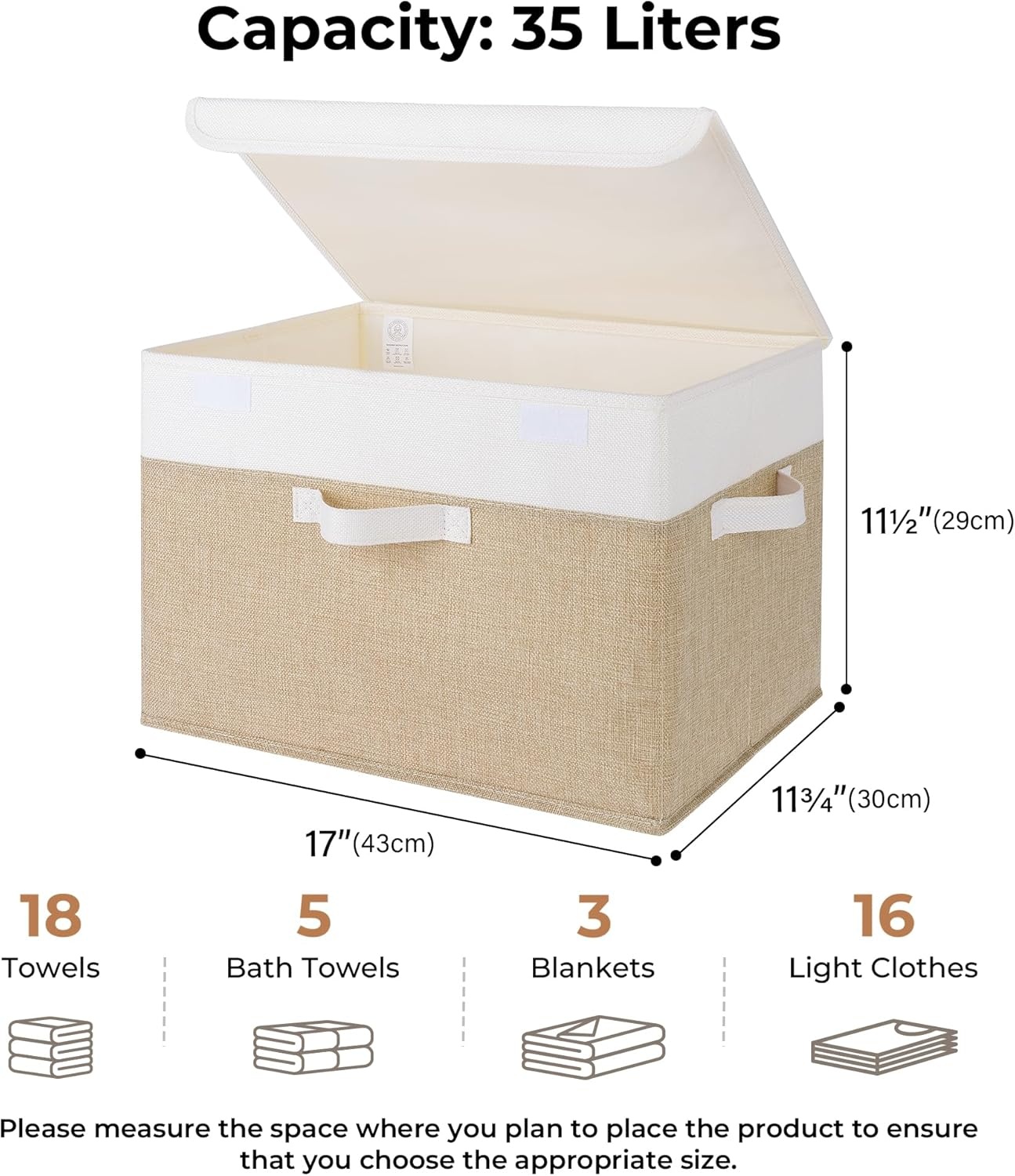 image:imageGRANNY SAYS Closet Storage Bins Storage Boxes with Lids Clothes Organizing Bins Lidded Baskets for Toys Clothing Gray Extra Large 2PackWhiteKhaki