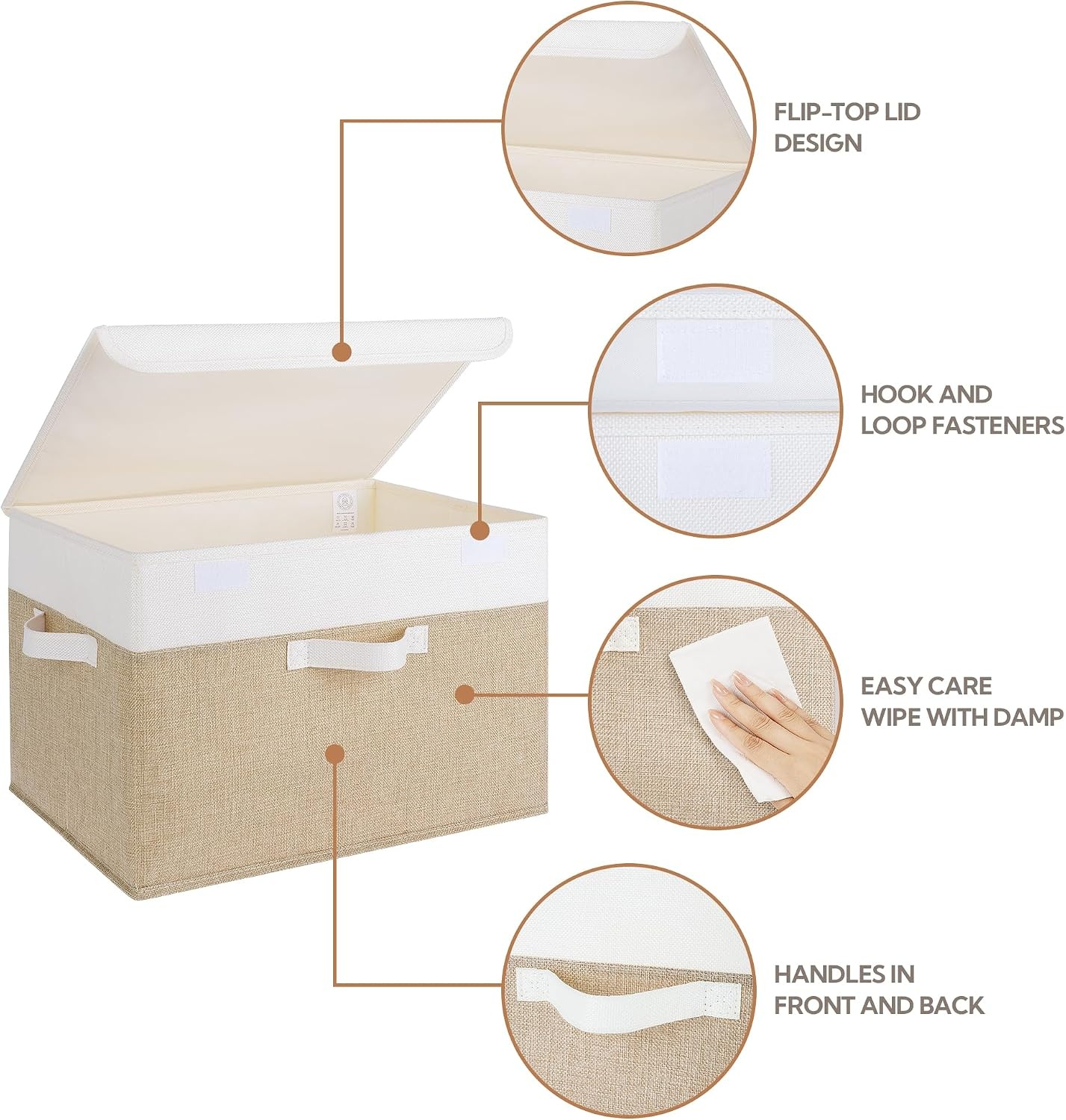 image:imageGRANNY SAYS Closet Storage Bins Storage Boxes with Lids Clothes Organizing Bins Lidded Baskets for Toys Clothing Gray Extra Large 2PackWhiteKhaki