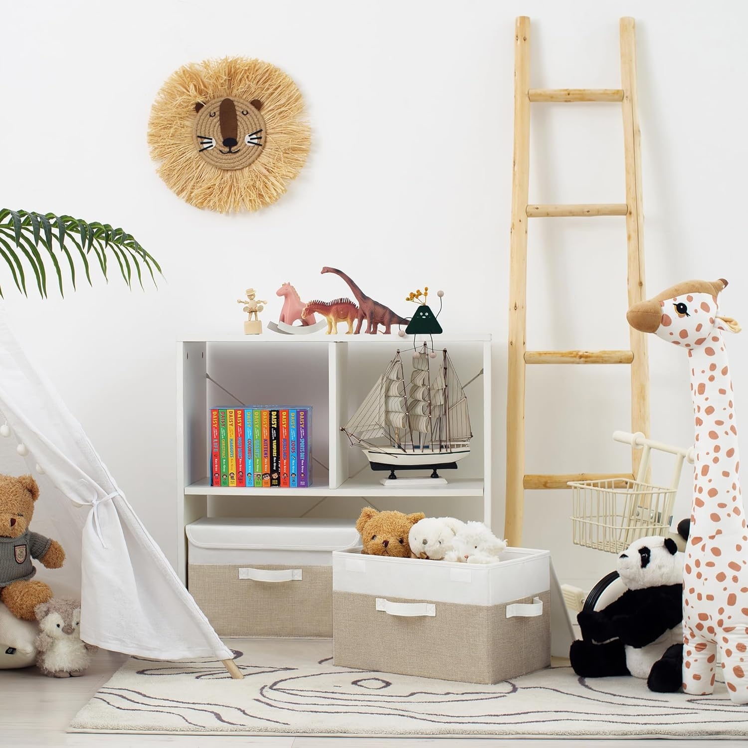 image:imageGRANNY SAYS Closet Storage Bins Storage Boxes with Lids Clothes Organizing Bins Lidded Baskets for Toys Clothing Gray Extra Large 2PackWhiteKhaki