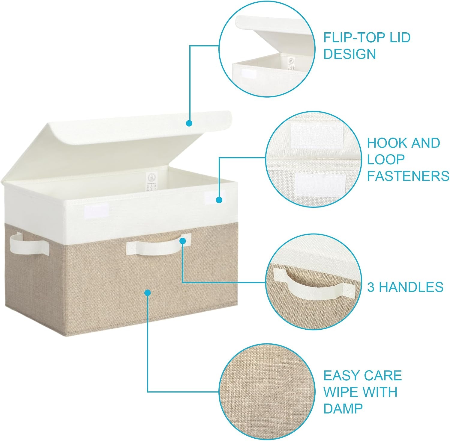 image:imageGRANNY SAYS Closet Storage Bins Storage Boxes with Lids Clothes Organizing Bins Lidded Baskets for Toys Clothing Gray Extra Large 2PackWhiteKhaki