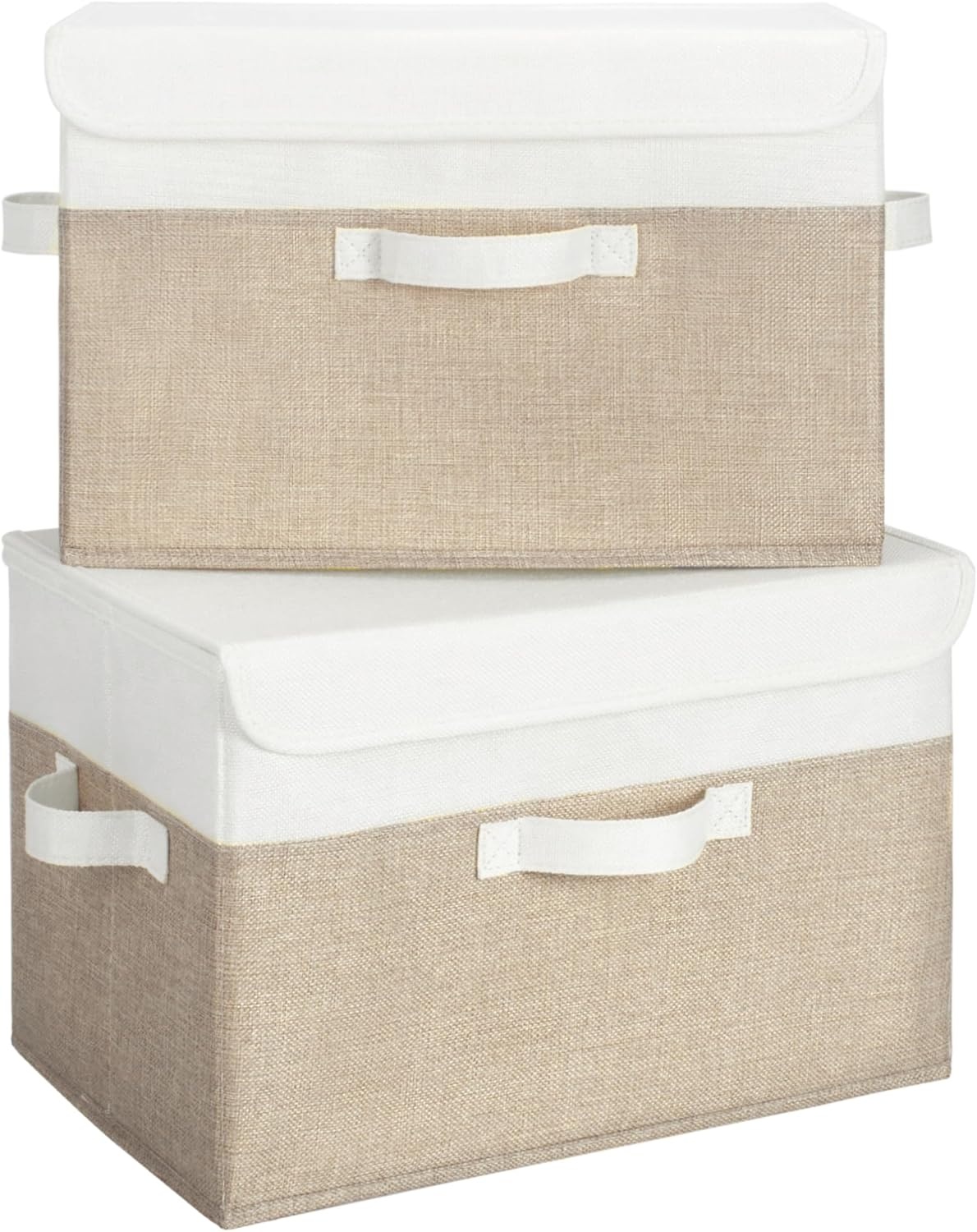 image:imageGRANNY SAYS Closet Storage Bins Storage Boxes with Lids Clothes Organizing Bins Lidded Baskets for Toys Clothing Gray Extra Large 2PackWhiteKhaki