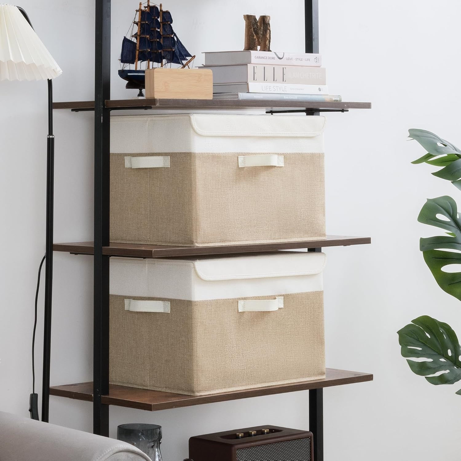 image:imageGRANNY SAYS Closet Storage Bins Storage Boxes with Lids Clothes Organizing Bins Lidded Baskets for Toys Clothing Gray Extra Large 2PackWhiteKhaki