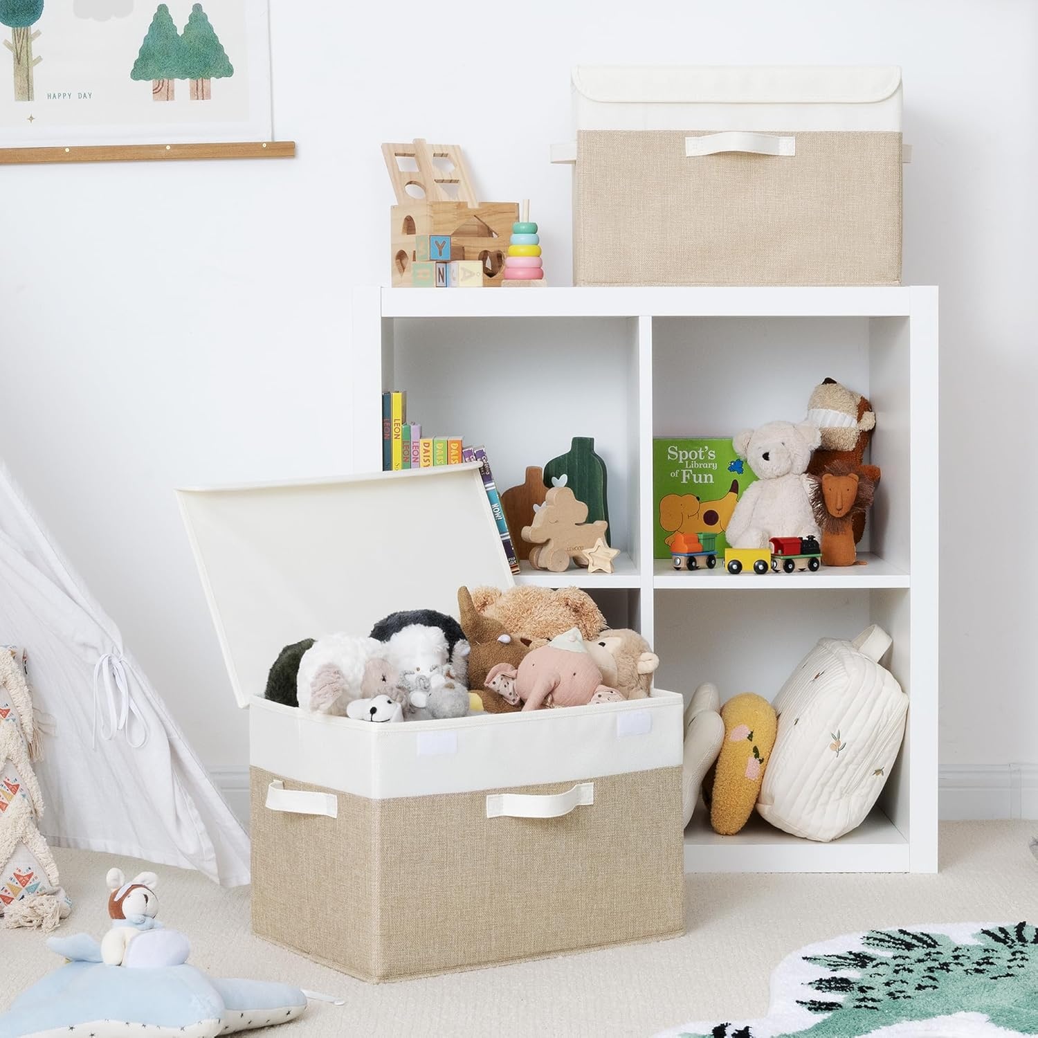 image:imageGRANNY SAYS Closet Storage Bins Storage Boxes with Lids Clothes Organizing Bins Lidded Baskets for Toys Clothing Gray Extra Large 2PackWhiteKhaki