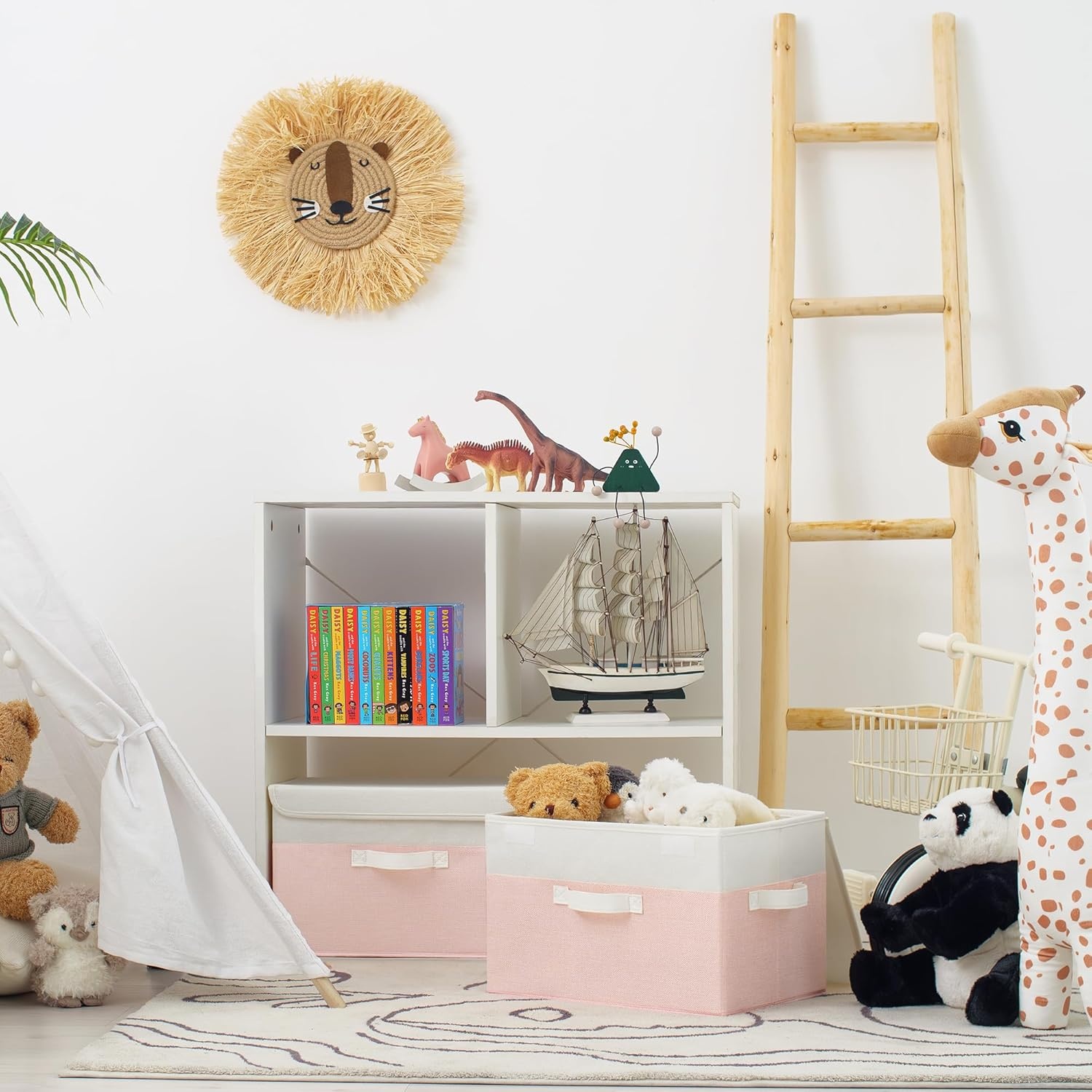 image:imageGRANNY SAYS Closet Storage Bins Storage Boxes with Lids Clothes Organizing Bins Lidded Baskets for Toys Clothing Gray Extra Large 2PackWhitePink