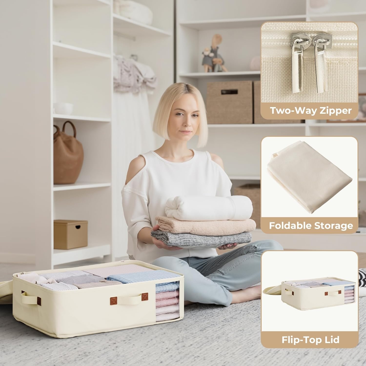 image:imageGRANNY SAYS Clothes Storage Bags 4Pack Storage Bins with Lids 3Pack