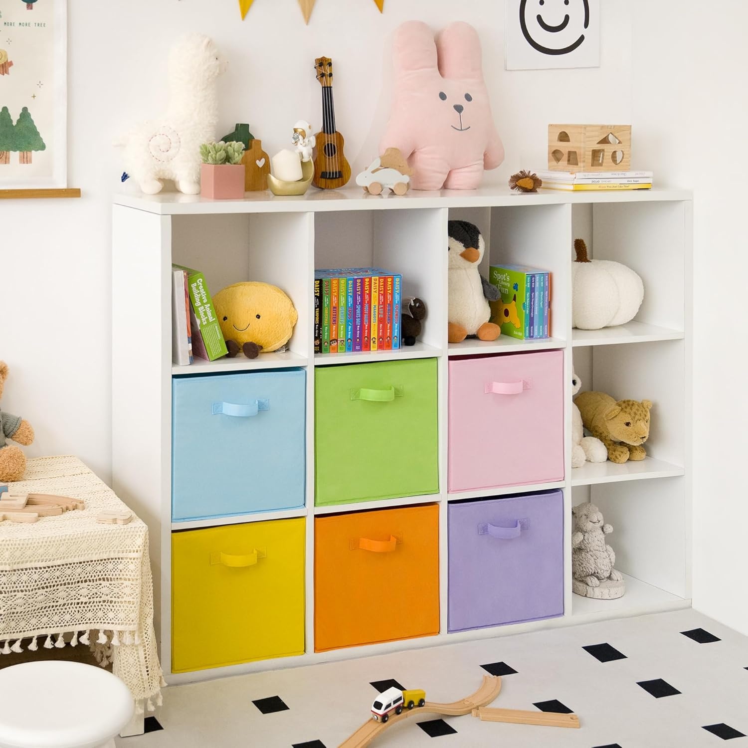 image:imageGRANNY SAYS Cube Storage Bins 11 Inch 6 Pack Storage Cube Organizer Foldable Fabric Storage Boxes with Handle Decorative Clothing Storage Baskets for Shelves Closet PinkPastel
