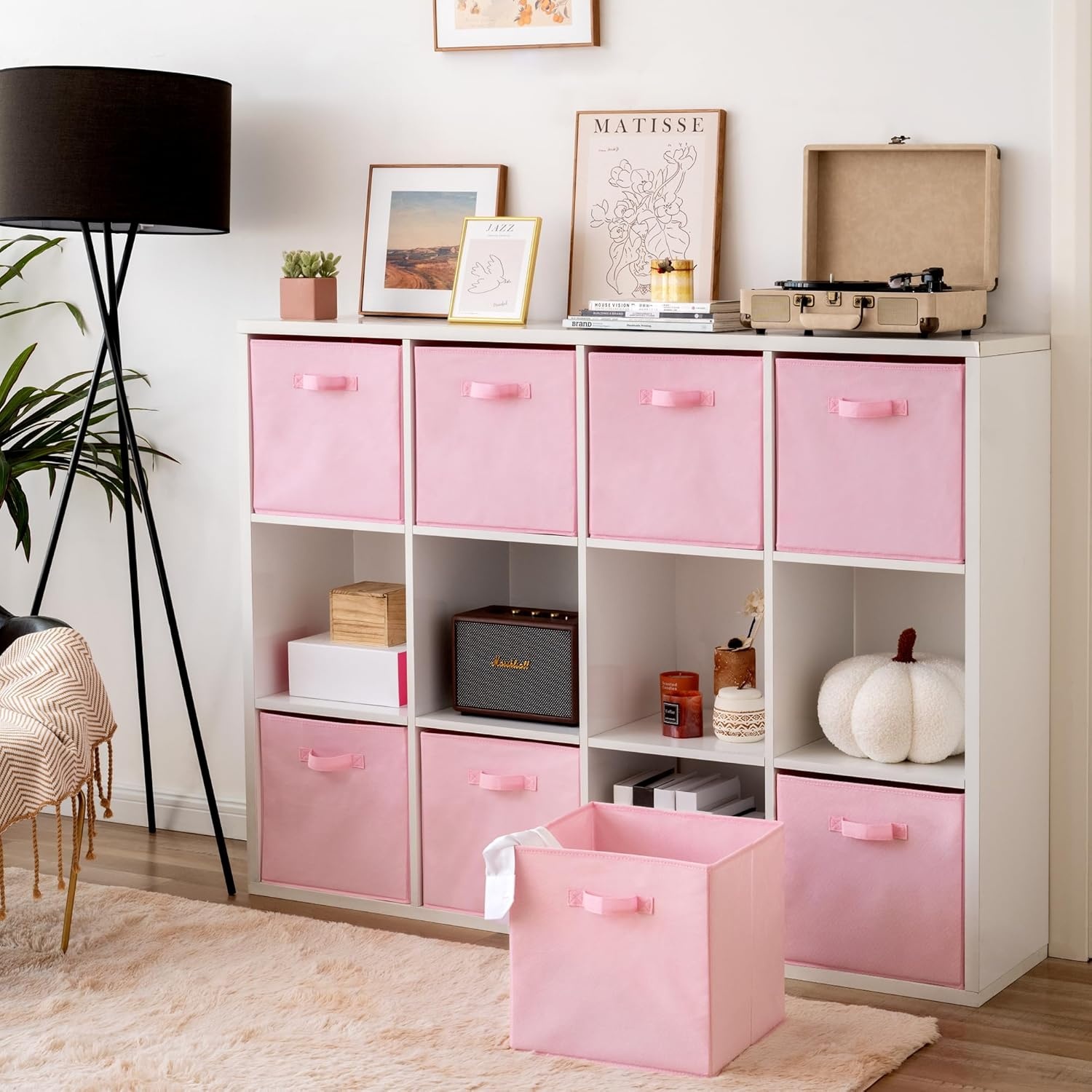 image:imageGRANNY SAYS Cube Storage Bins 11 Inch 6 Pack Storage Cube Organizer Foldable Fabric Storage Boxes with Handle Decorative Clothing Storage Baskets for Shelves Closet PinkPink