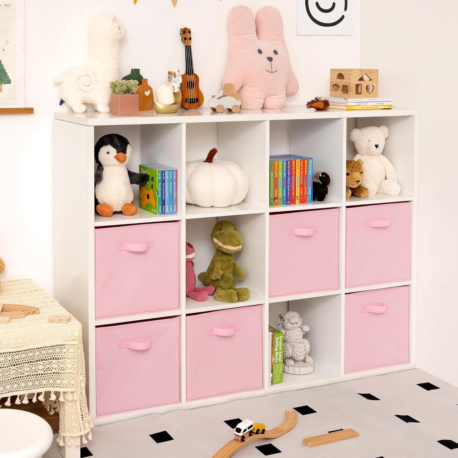 image:imageGRANNY SAYS Cube Storage Bins 11 Inch 6 Pack Storage Cube Organizer Foldable Fabric Storage Boxes with Handle Decorative Clothing Storage Baskets for Shelves Closet PinkPink