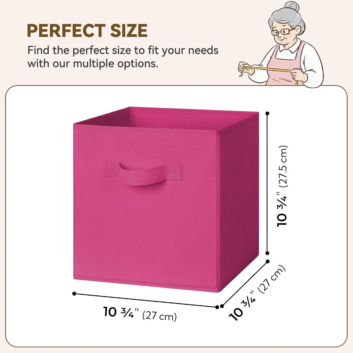 image:imageGRANNY SAYS Cube Storage Bins 11 Inch 6 Pack Storage Cube Organizer Foldable Fabric Storage Boxes with Handle Decorative Clothing Storage Baskets for Shelves Closet PinkRose Red