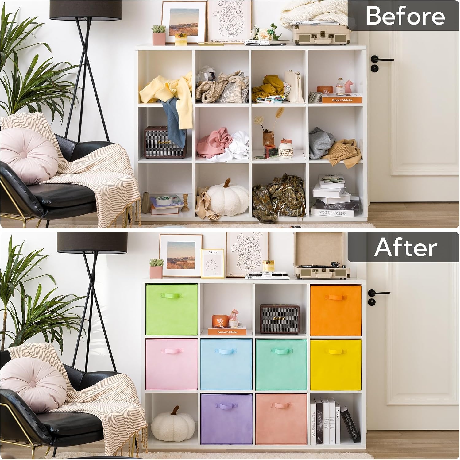 image:imageGRANNY SAYS Cube Storage Bins 11 Inch 6 Pack Storage Cube Organizer Foldable Fabric Storage Boxes with Handle Decorative Clothing Storage Baskets for Shelves Closet PinkPastel