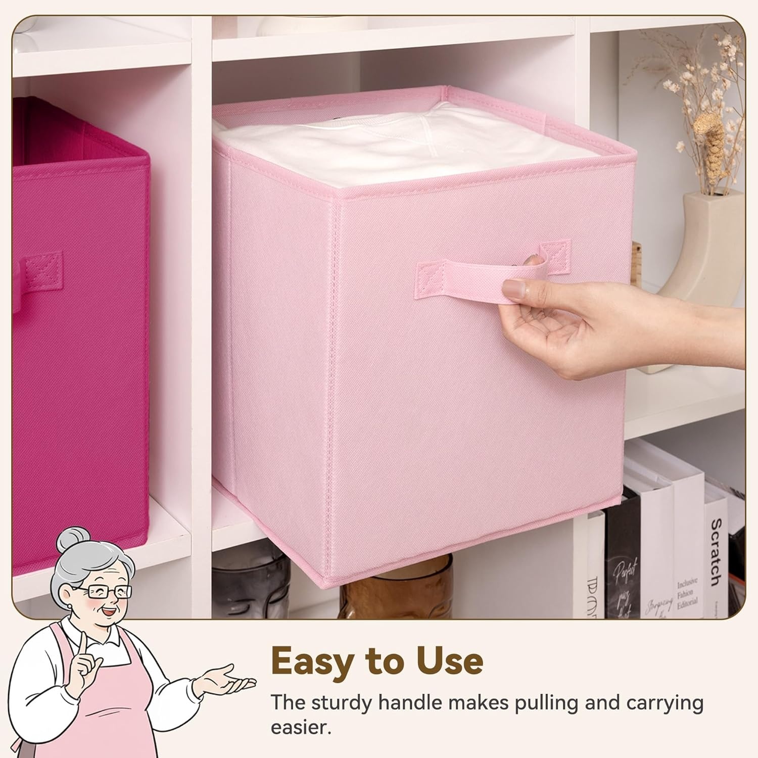 image:imageGRANNY SAYS Cube Storage Bins 11 Inch 6 Pack Storage Cube Organizer Foldable Fabric Storage Boxes with Handle Decorative Clothing Storage Baskets for Shelves Closet PinkPink Gradient